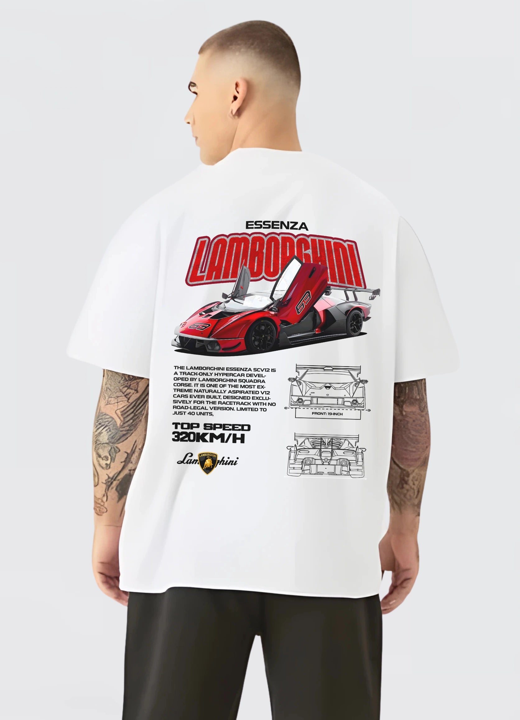 Lamborghini Essenza SC V12 Oversized T-shirt Off - white - Strells