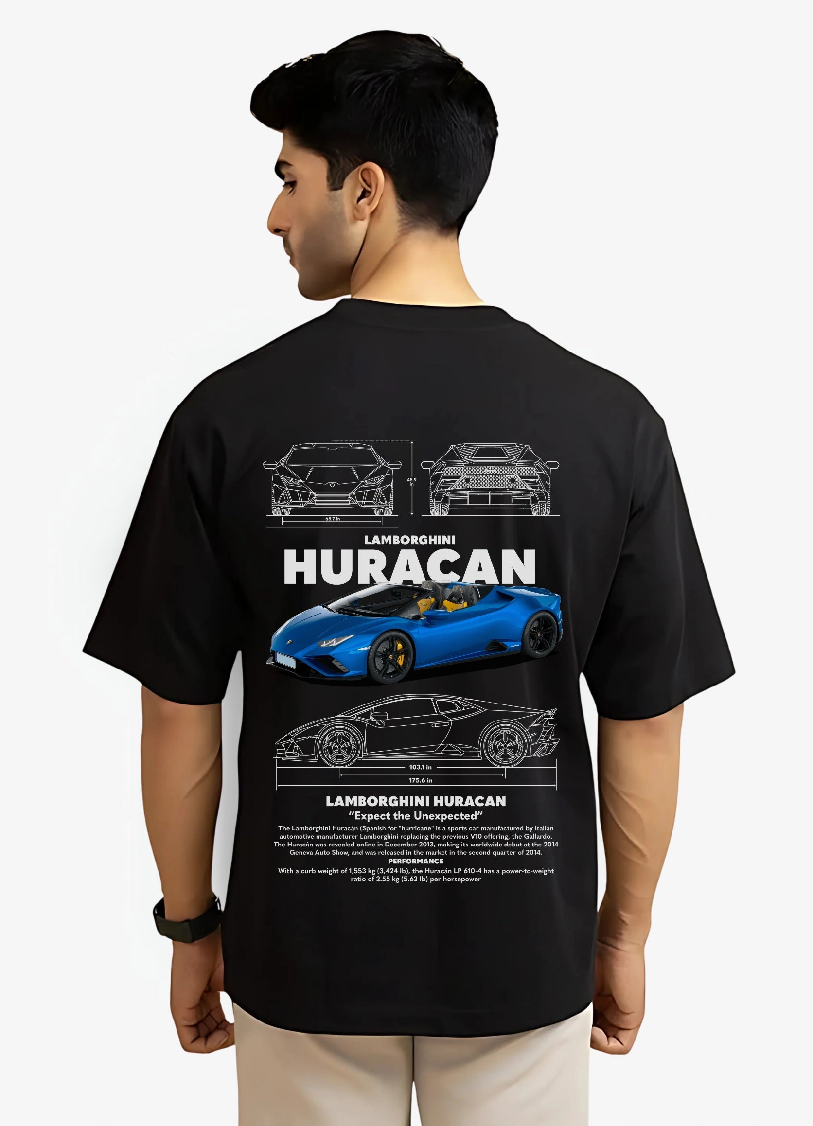 Lamborghini Huracan Oversized T-shirt Black - Strells