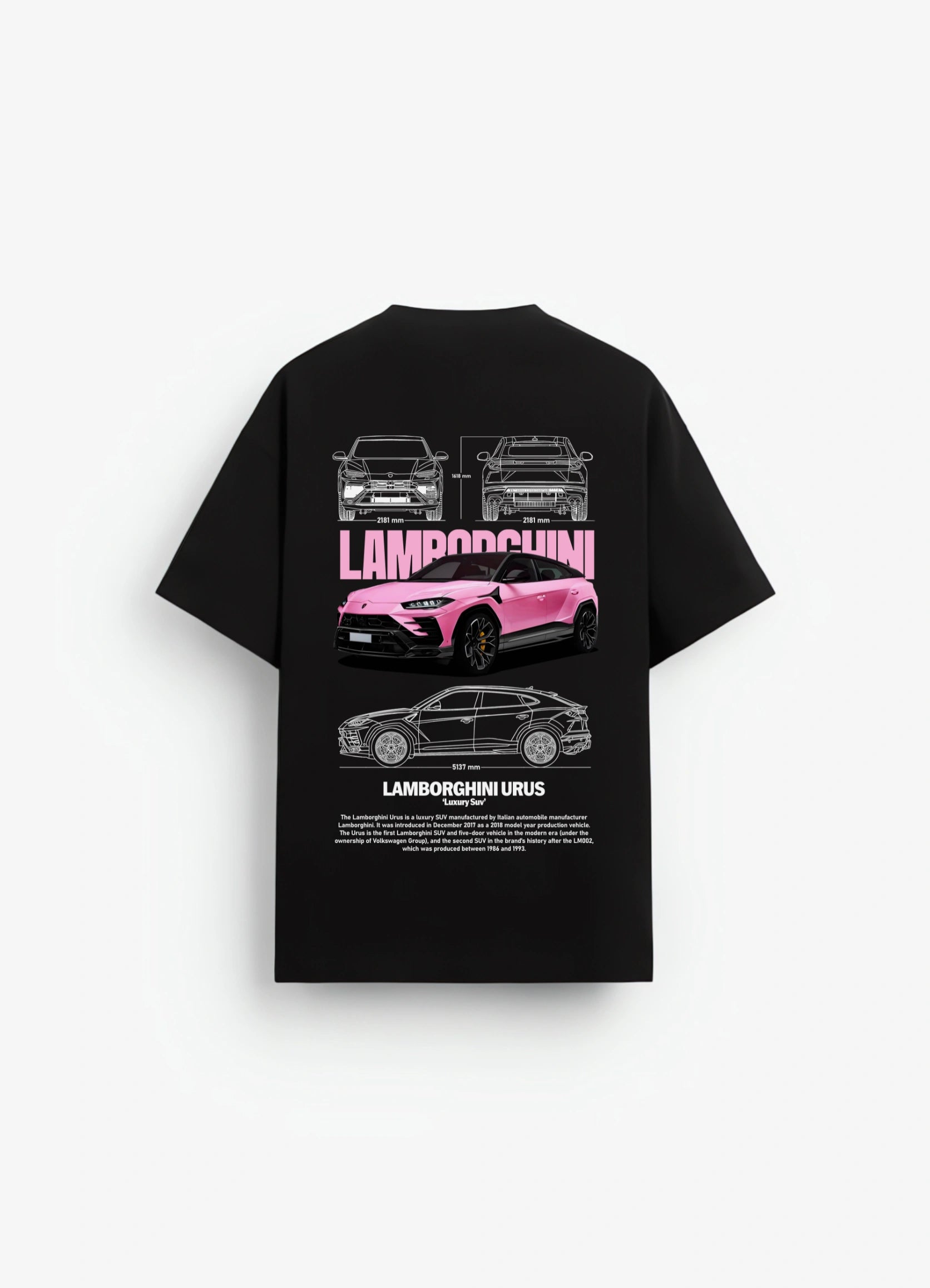 Lamborghini Urus SUV Oversized T-shirt Black - Strells