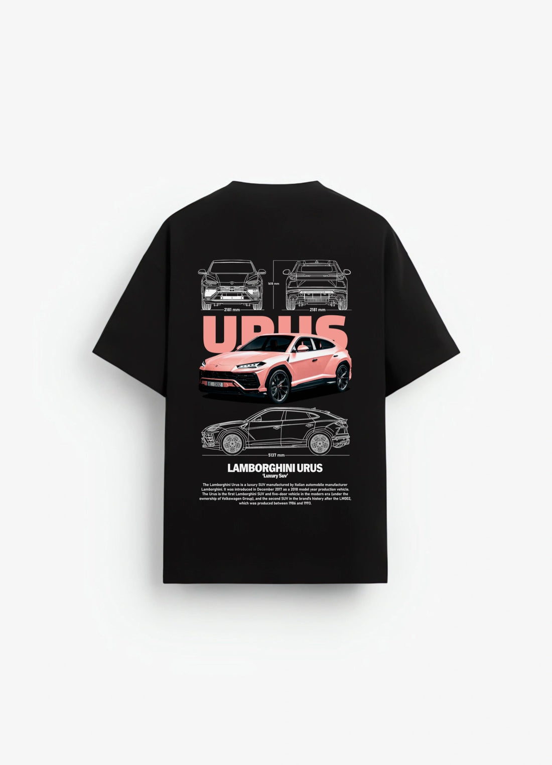 Lamborghini Urus SUV Oversized T-shirt Black - Strells
