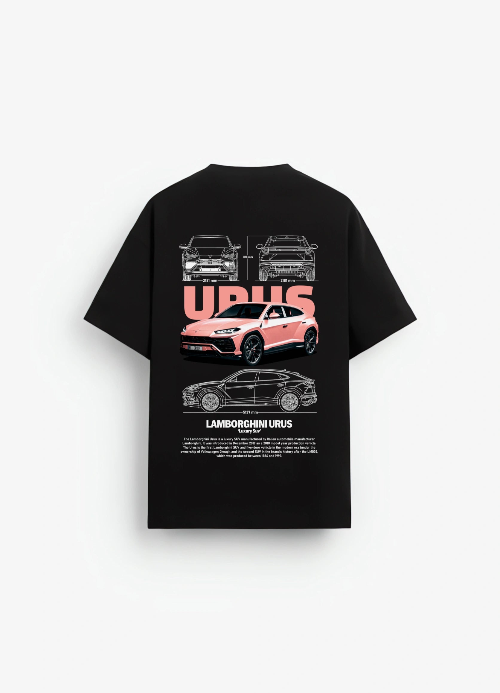 Lamborghini Urus SUV Oversized T-shirt Black - Strells