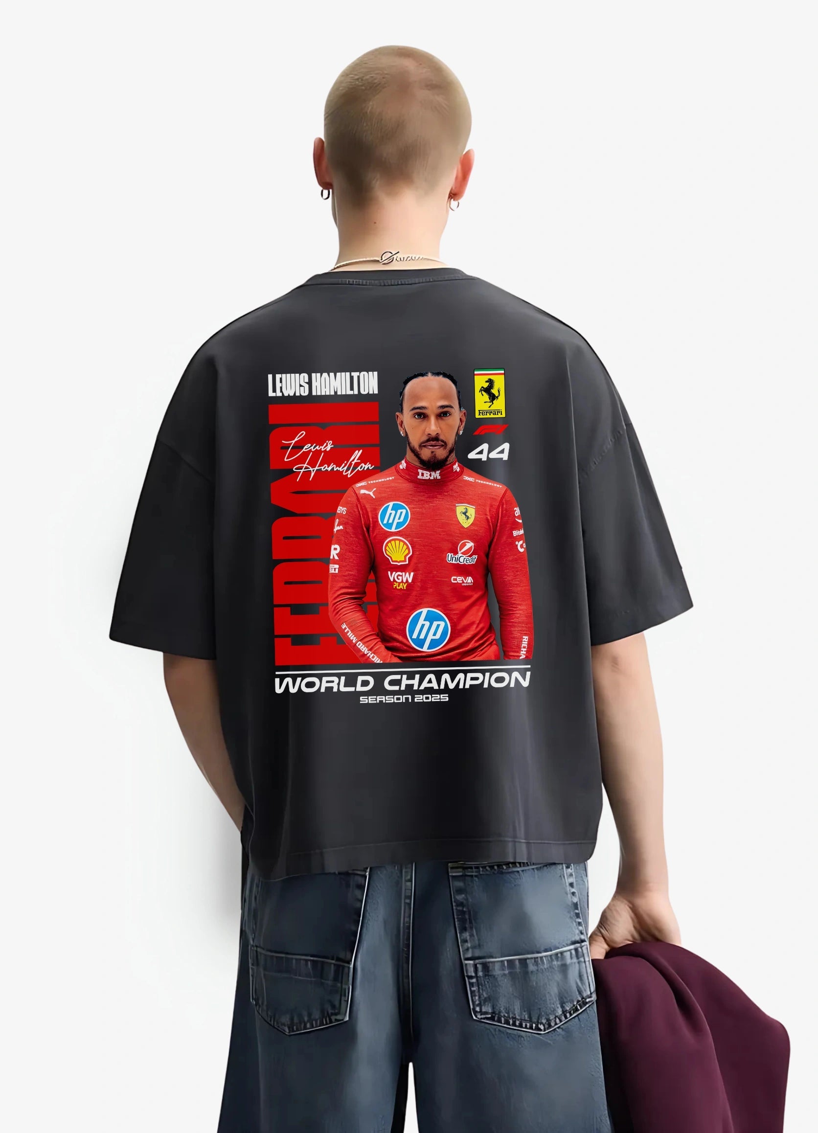 Lewis Hamilton F1 Oversized T-shirt Black - Strells