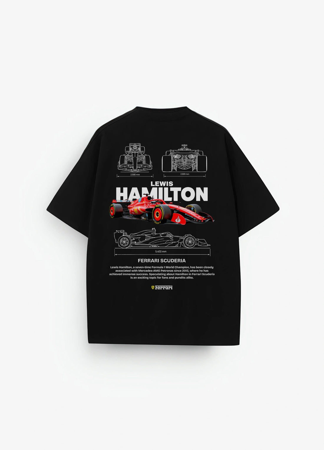 Lewis Hamilton Ferrari Oversized T-shirt Black - Strells