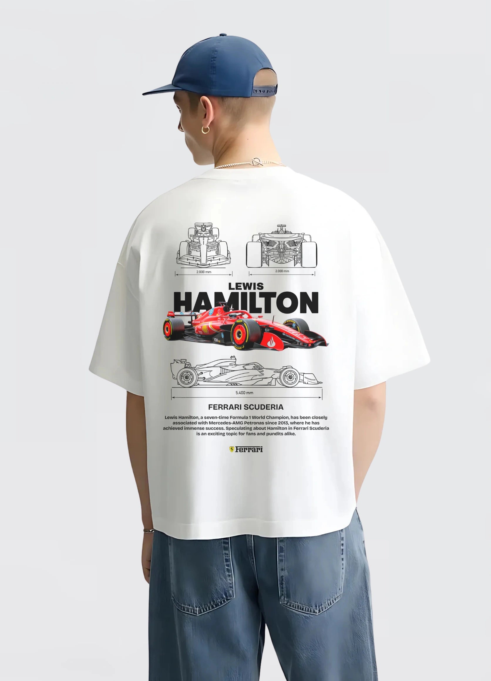 Lewis Hamilton Ferrari Oversized T-shirt Off - white - Strells