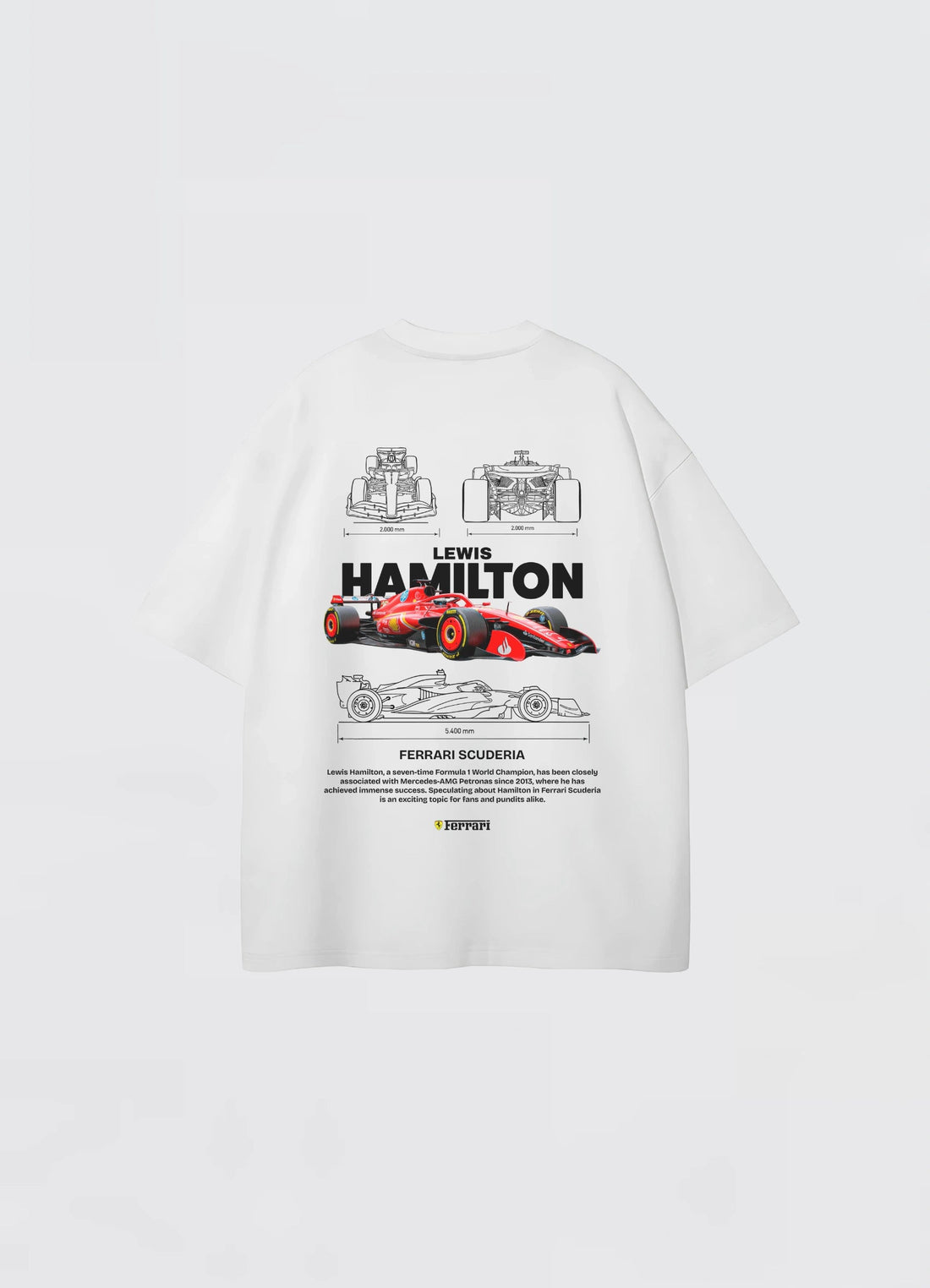 Lewis Hamilton Ferrari Oversized T-shirt Off - white - Strells