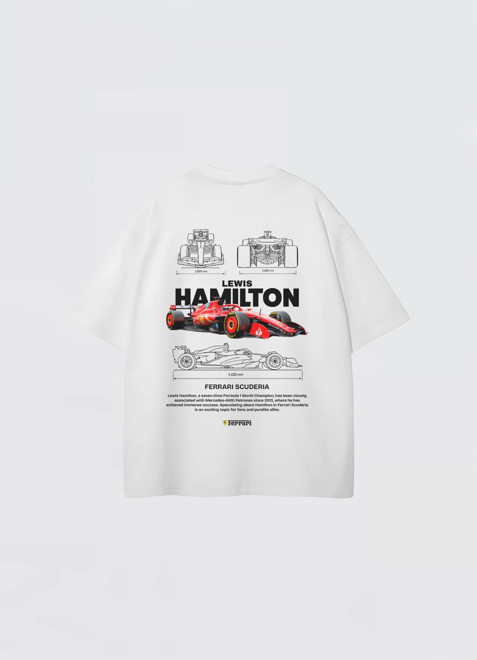 Lewis Hamilton Ferrari Oversized T-shirt Off - white - Strells