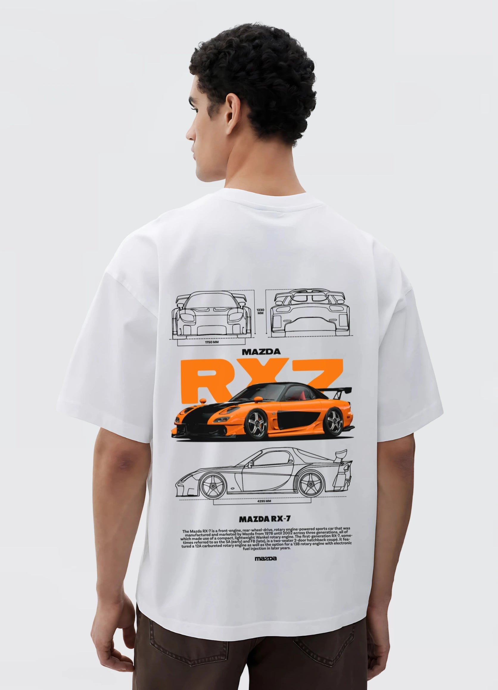 Mazda RX - 7 Car Oversized T-shirt Off - white - Strells