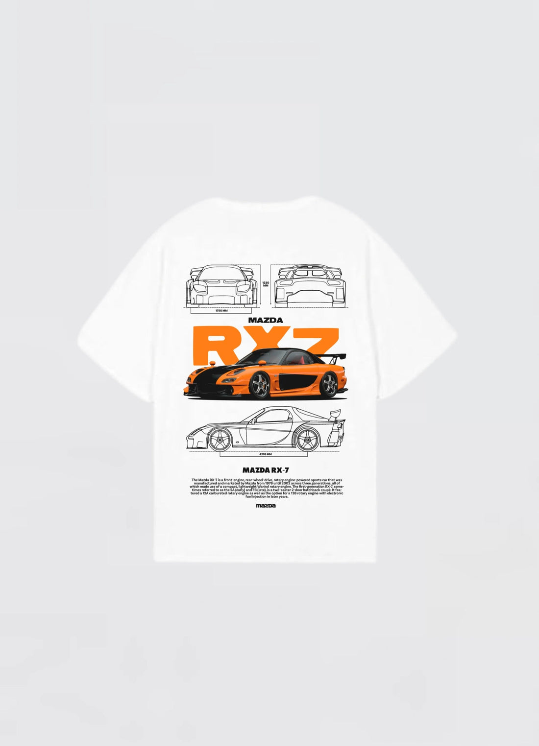 Mazda RX - 7 Car Oversized T-shirt Off - white - Strells