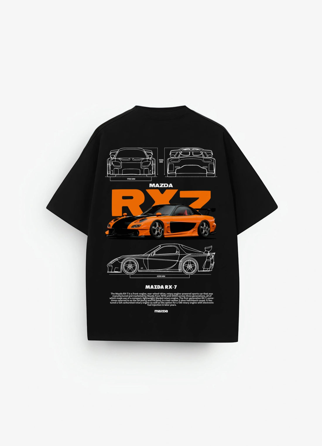 Mazda RX - 7 Oversized T-shirt Black - Strells