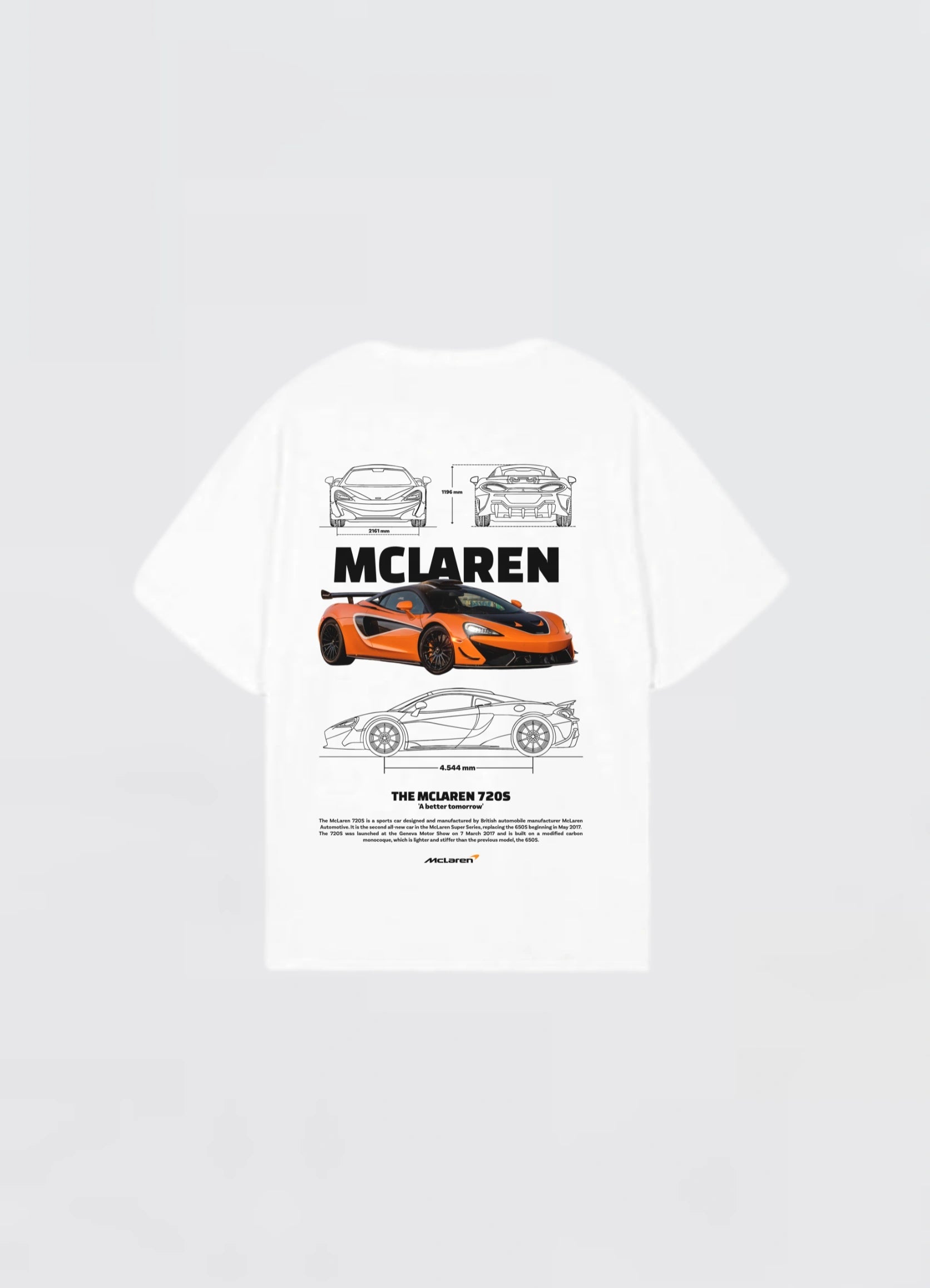 Mclaren 720S Car Oversized T-shirt Off - white - Strells