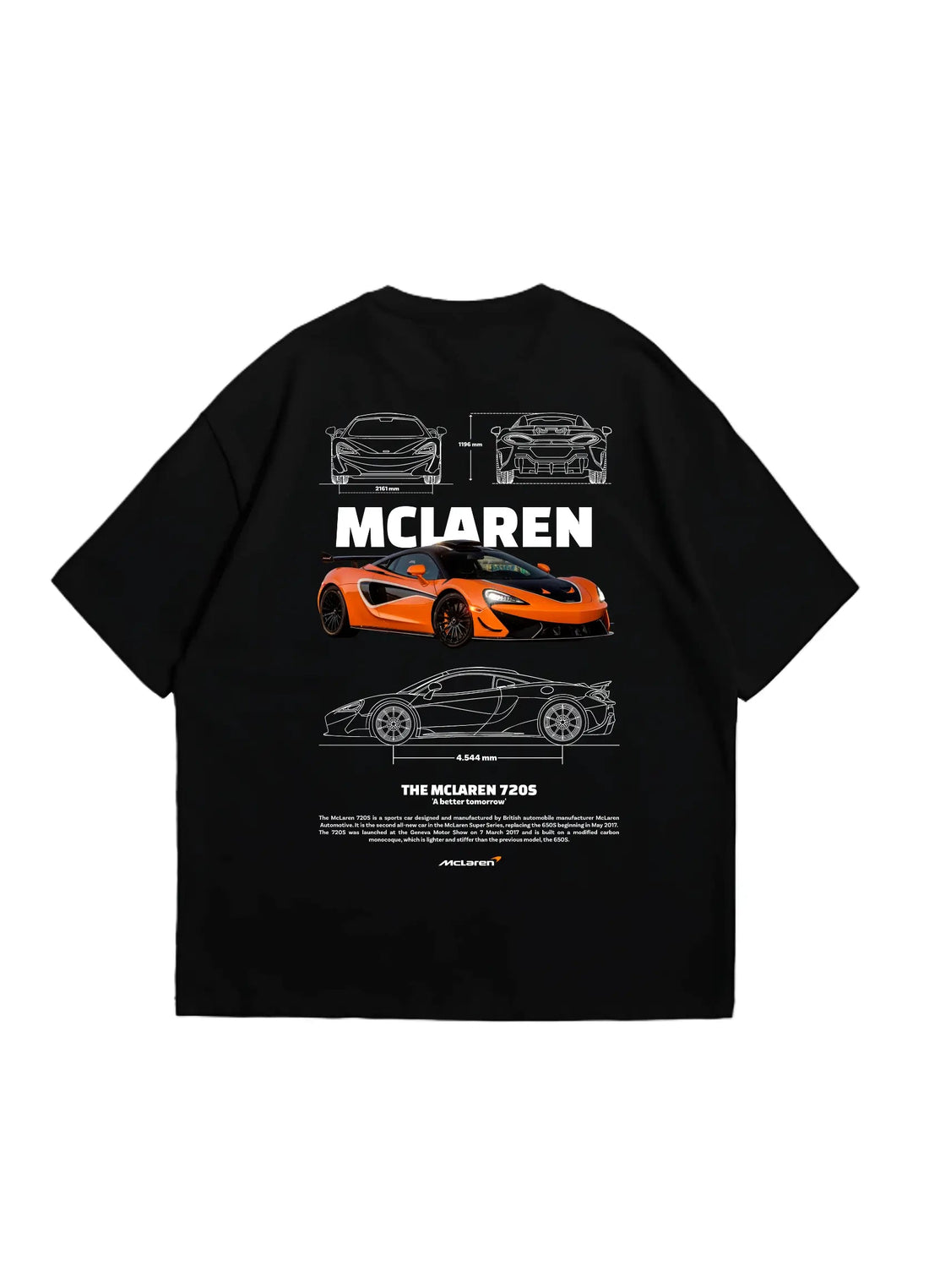 McLaren 720S Oversized Fit T-shirt Black - Strells