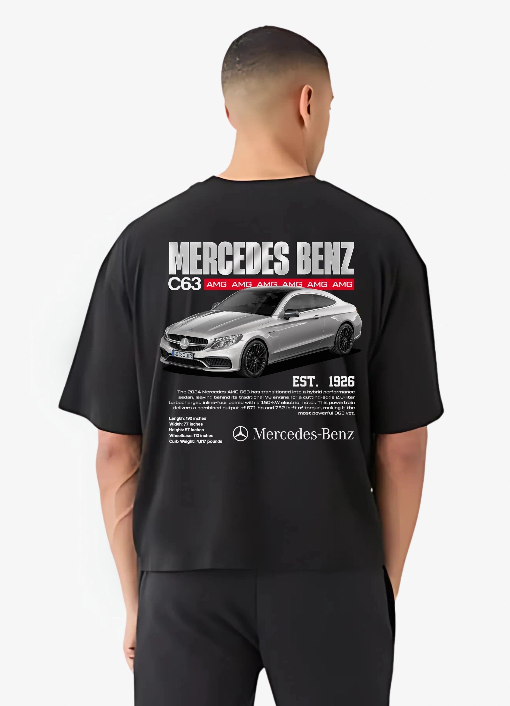 Mercedes Benz C63 Oversized T-shirt Black - Strells