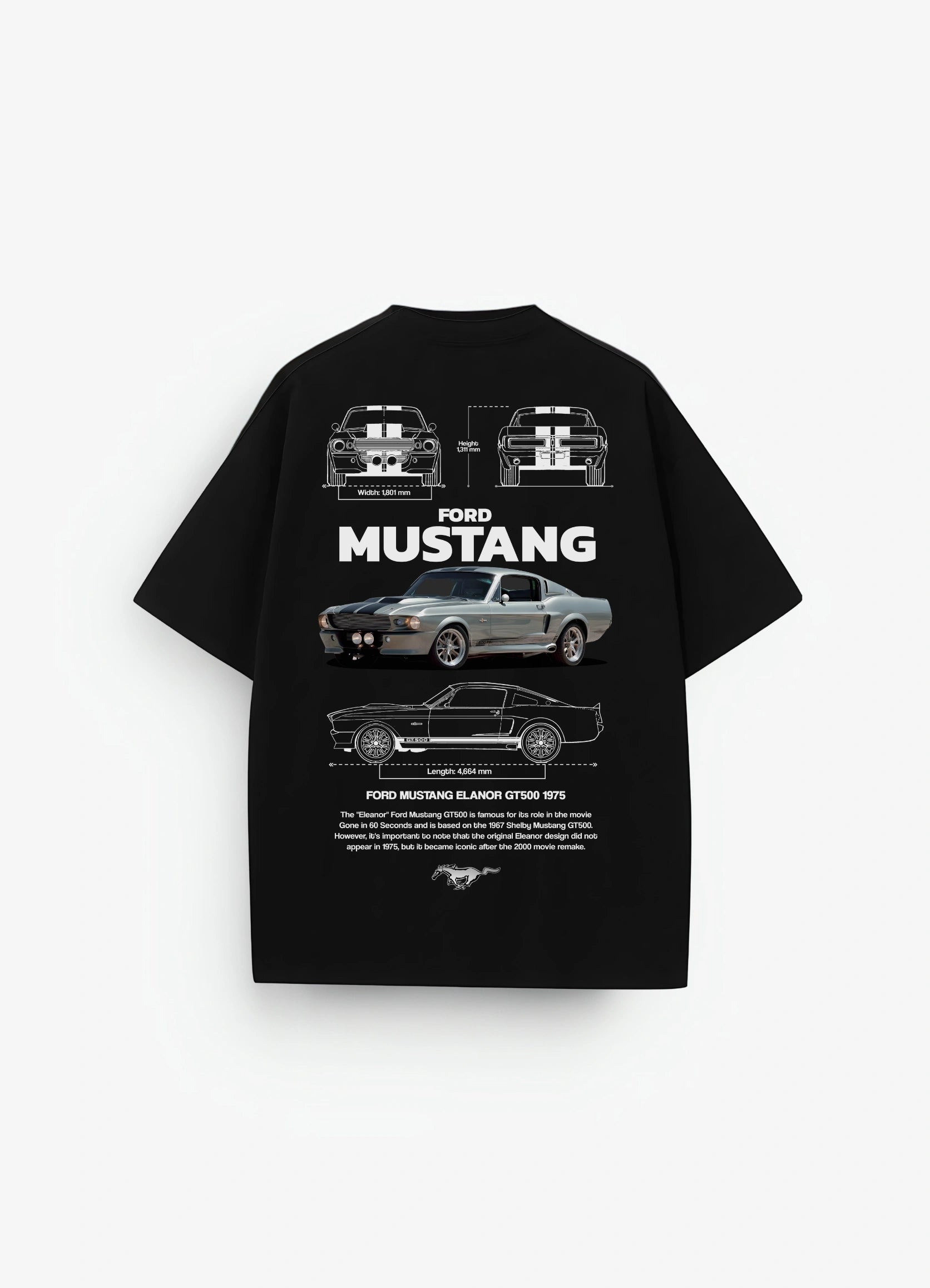 Mustang Elanor GT500 1975 Oversized T-shirt Black - Strells