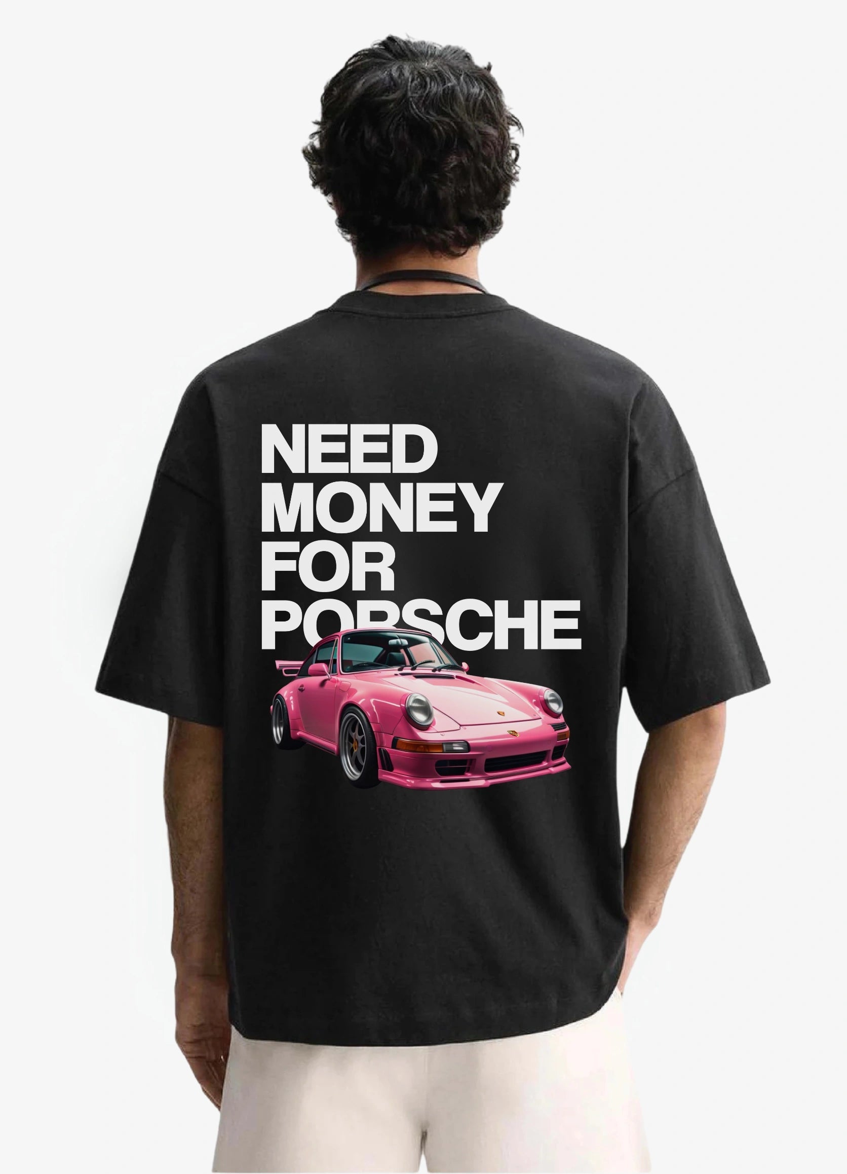 Need Money For Porsche Oversized T-shirt Black - Strells