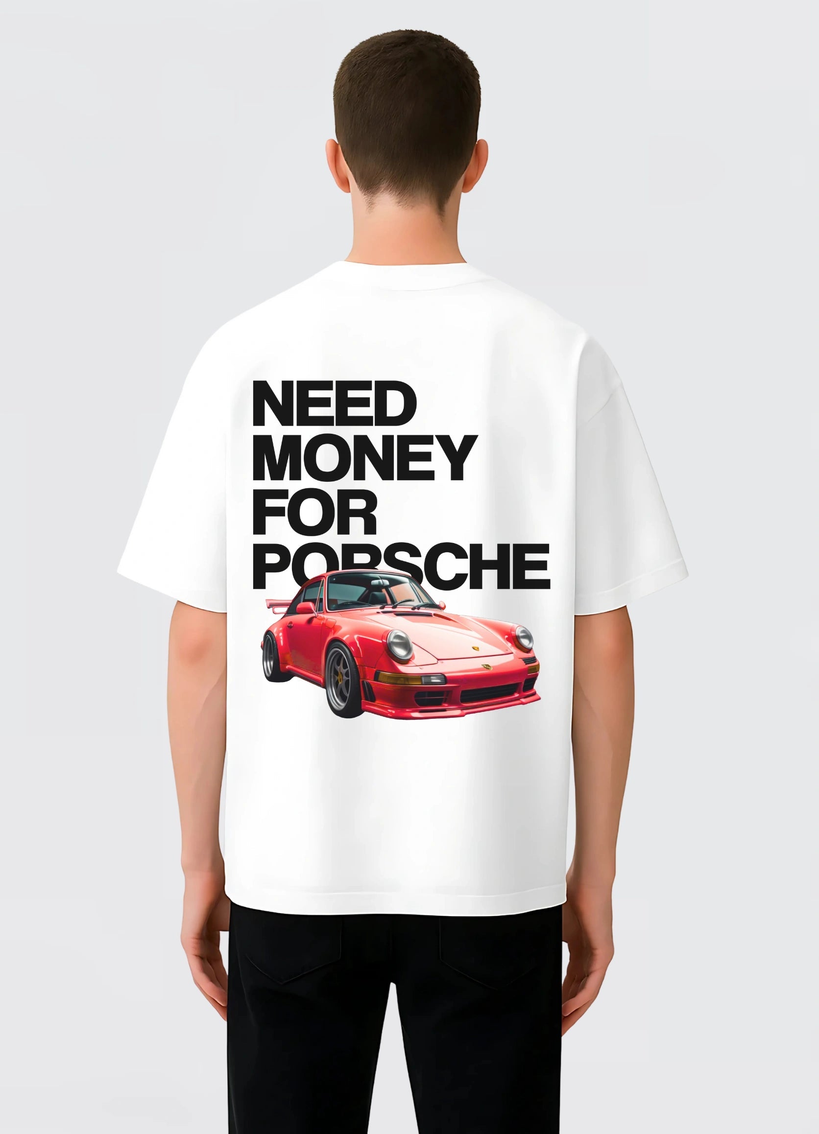 Need Money Porsche Oversized T-shirt Off - white - Strells