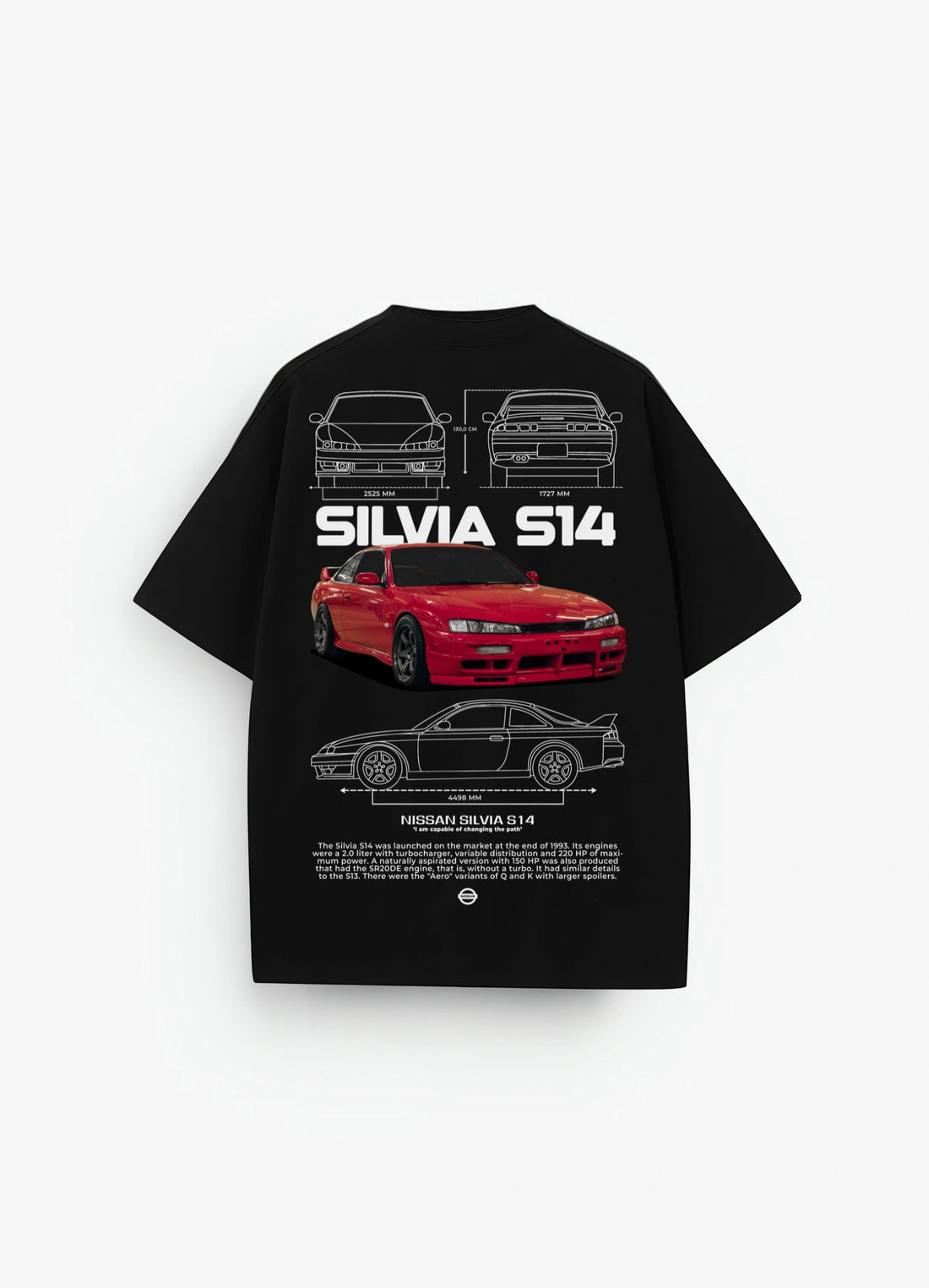 Nissan Silvia S14 Oversized T-shirt Black - Strells