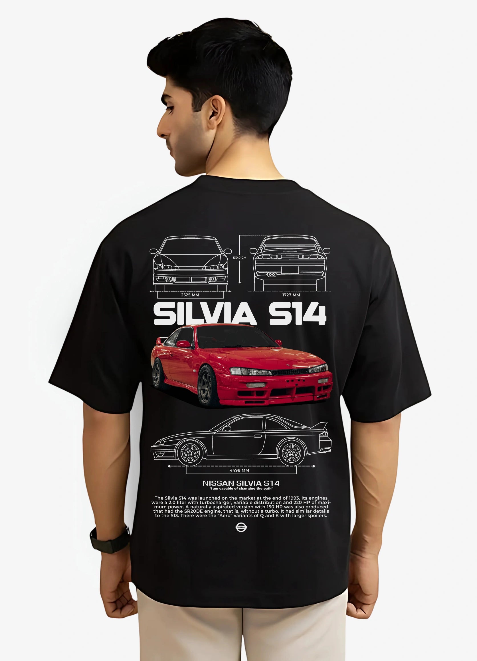 Nissan Silvia S14 Oversized T-shirt Black - Strells