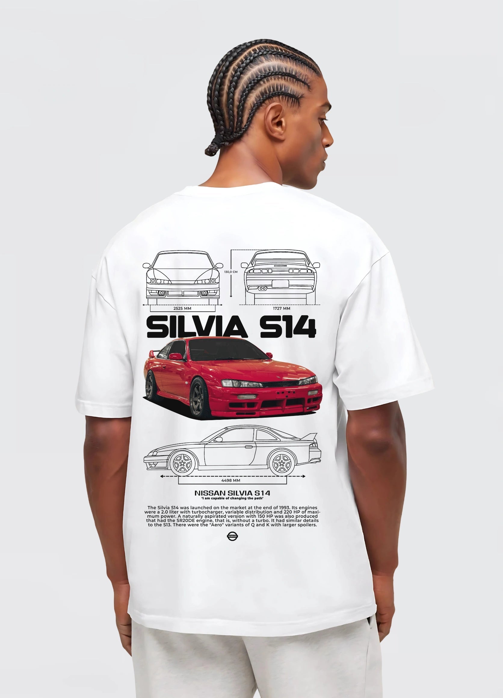 Nissan Silvia S14 Oversized T-shirt Off - white - Strells