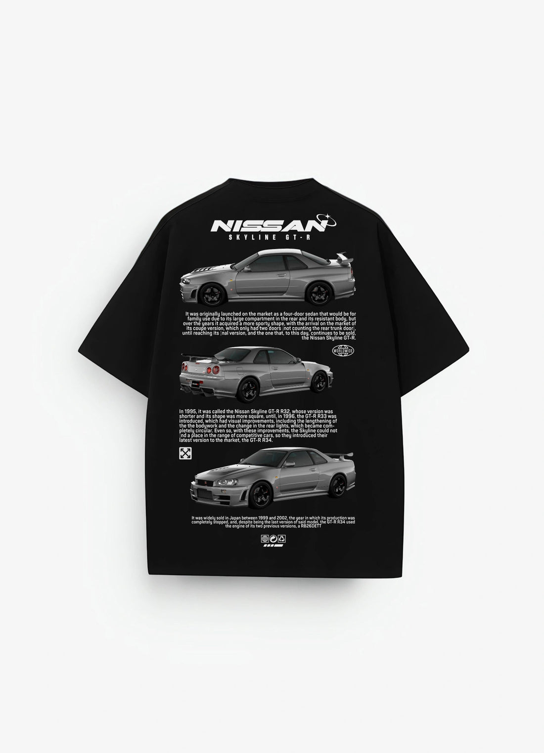 Nissan Skyline GTR Oversized T-shirt Black - Strells