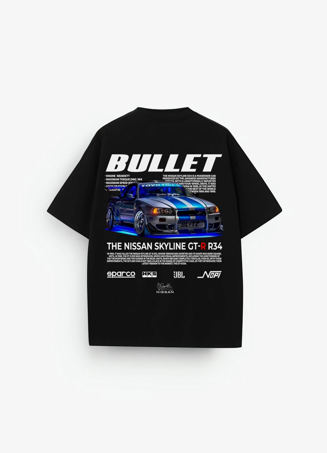 Nissan Skyline GTR R34 Oversized T-shirt Black - Strells