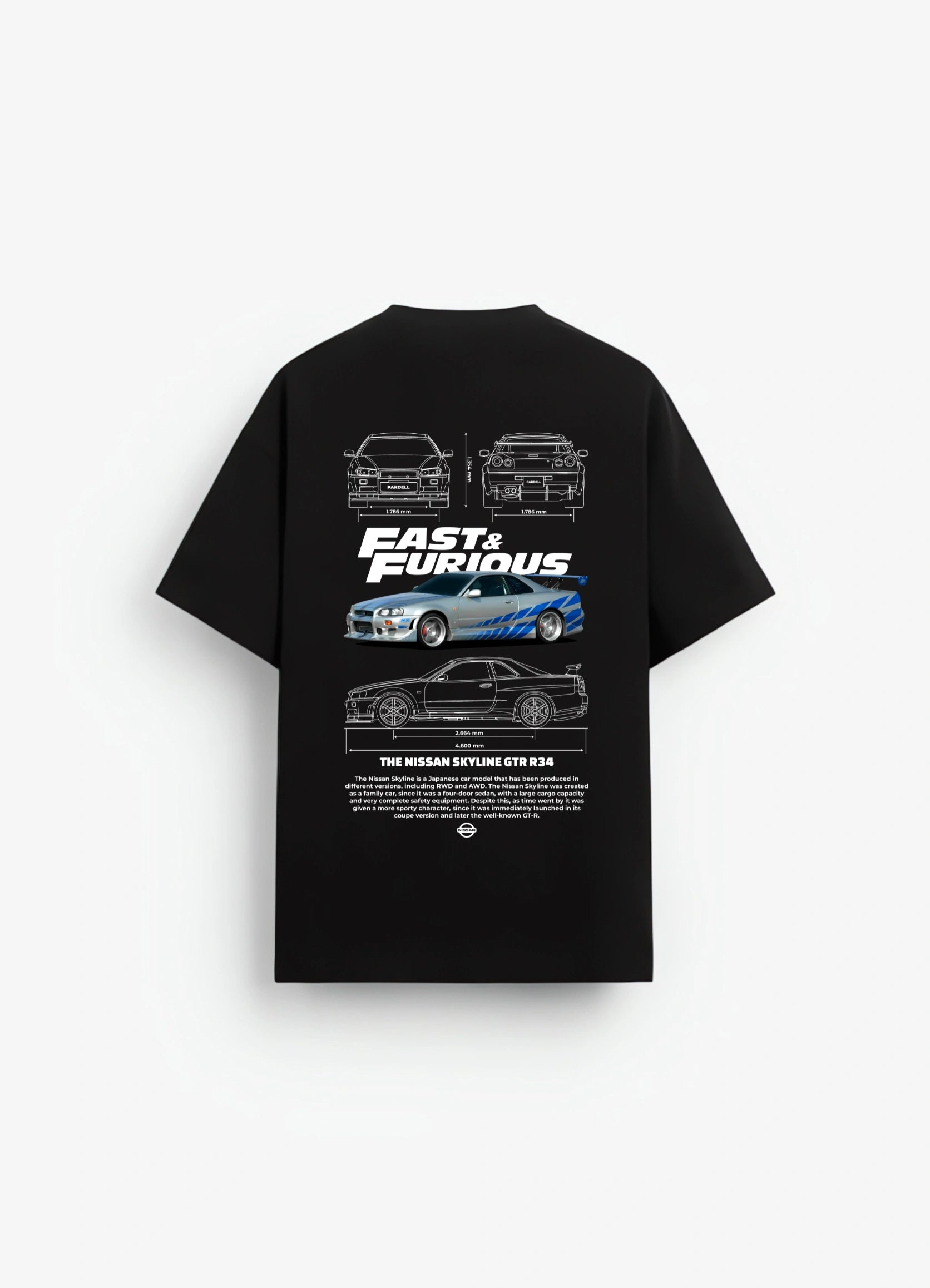 Nissan Skyline GTR R34 Oversized T-shirt Black - Strells