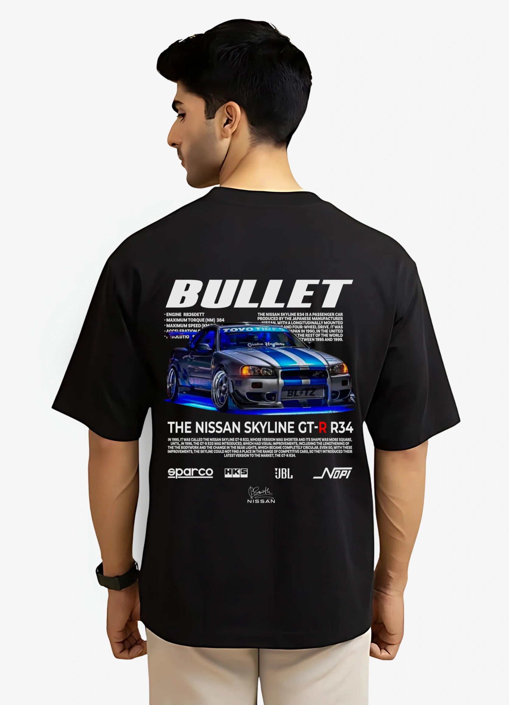 Nissan Skyline GTR R34 Oversized T-shirt Black - Strells