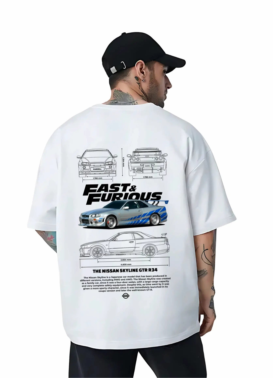 Nissan Skyline GTR R34 Oversized T-shirt Off - white - Strells
