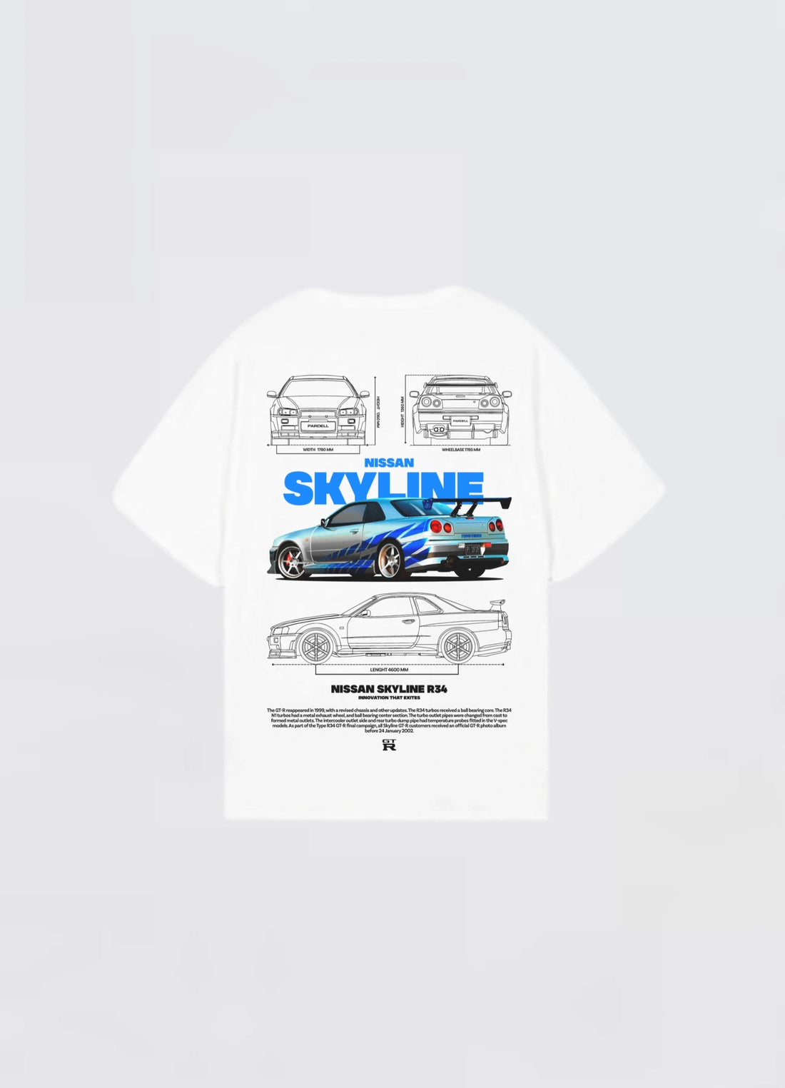 Nissan Skyline GTR R34 Oversized T-shirt Off - white - Strells