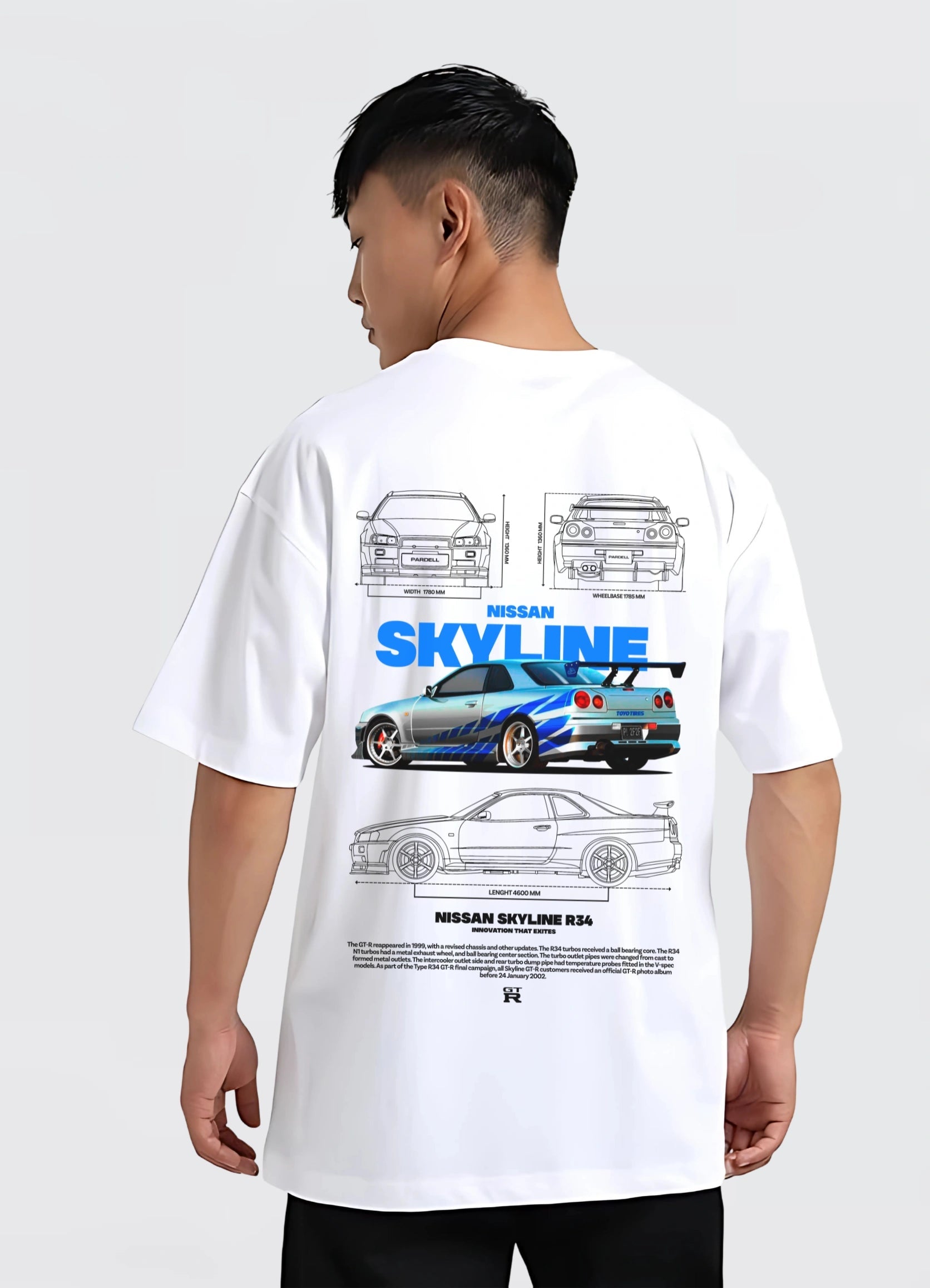 Nissan Skyline GTR R34 Oversized T-shirt Off - white - Strells