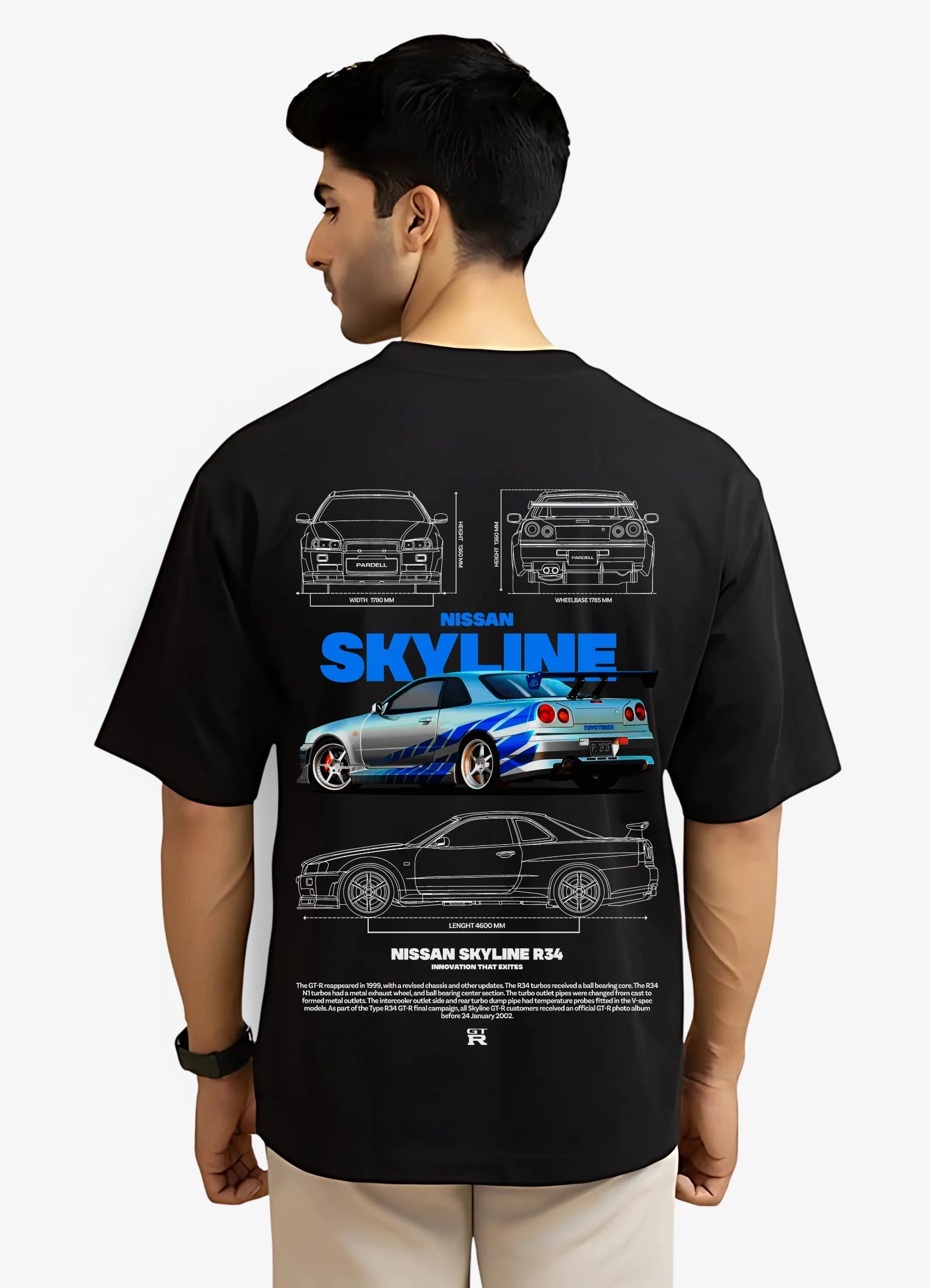 Nissan Skyline R34 Oversized T-shirt Black - Strells