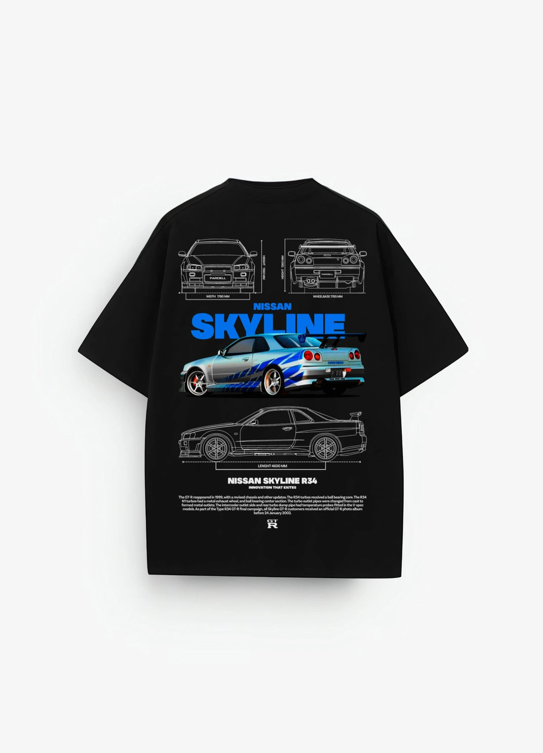 Nissan Skyline R34 Oversized T-shirt Black - Strells