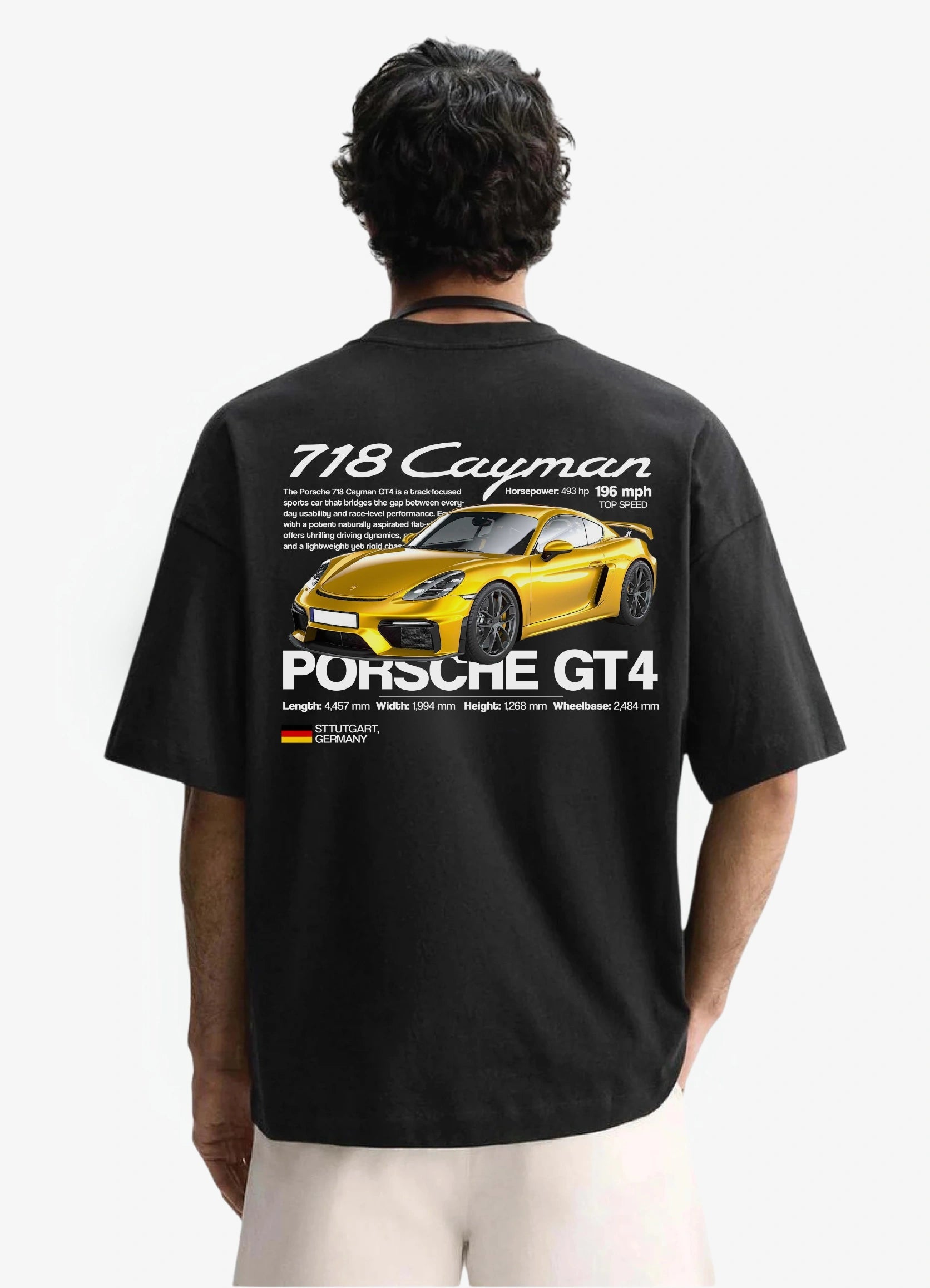 Porsche 718 Cayman Oversized T-shirt Black - Strells