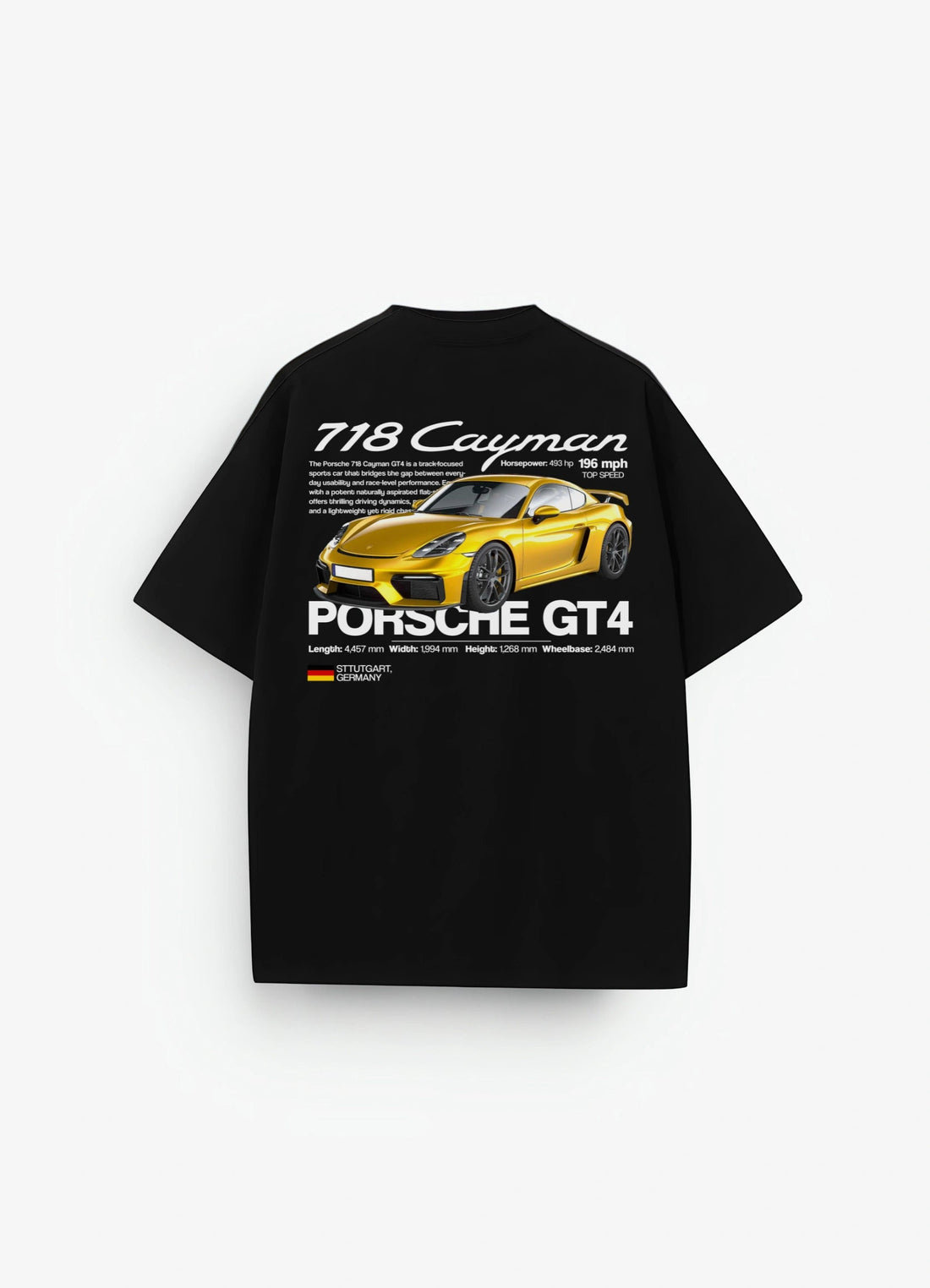 Porsche 718 Cayman Oversized T-shirt Black - Strells