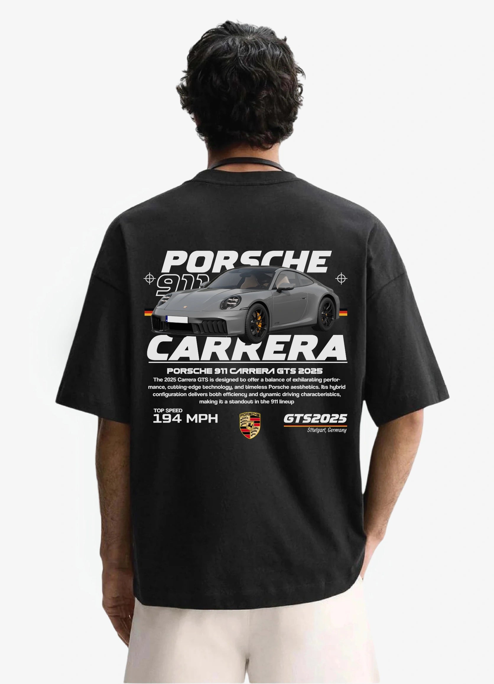 Porsche 911 Carrera GTS Oversized T-shirt Black - Strells