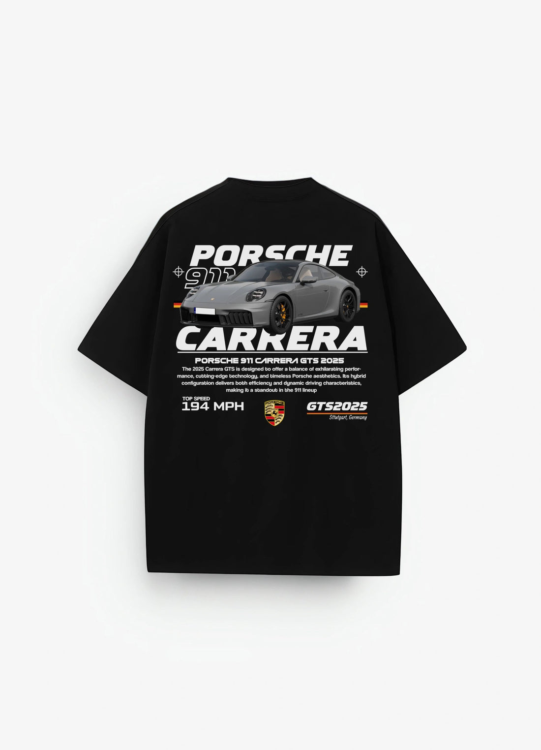 Porsche 911 Carrera GTS Oversized T-shirt Black - Strells