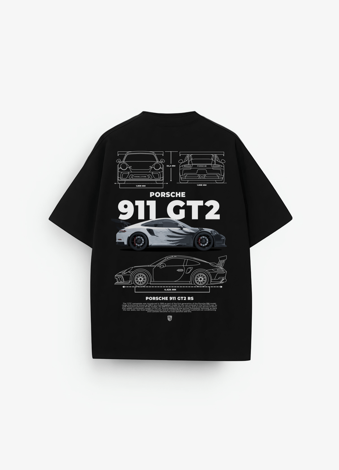 Porsche 911 GT2 Oversized T-shirt Black - Strells
