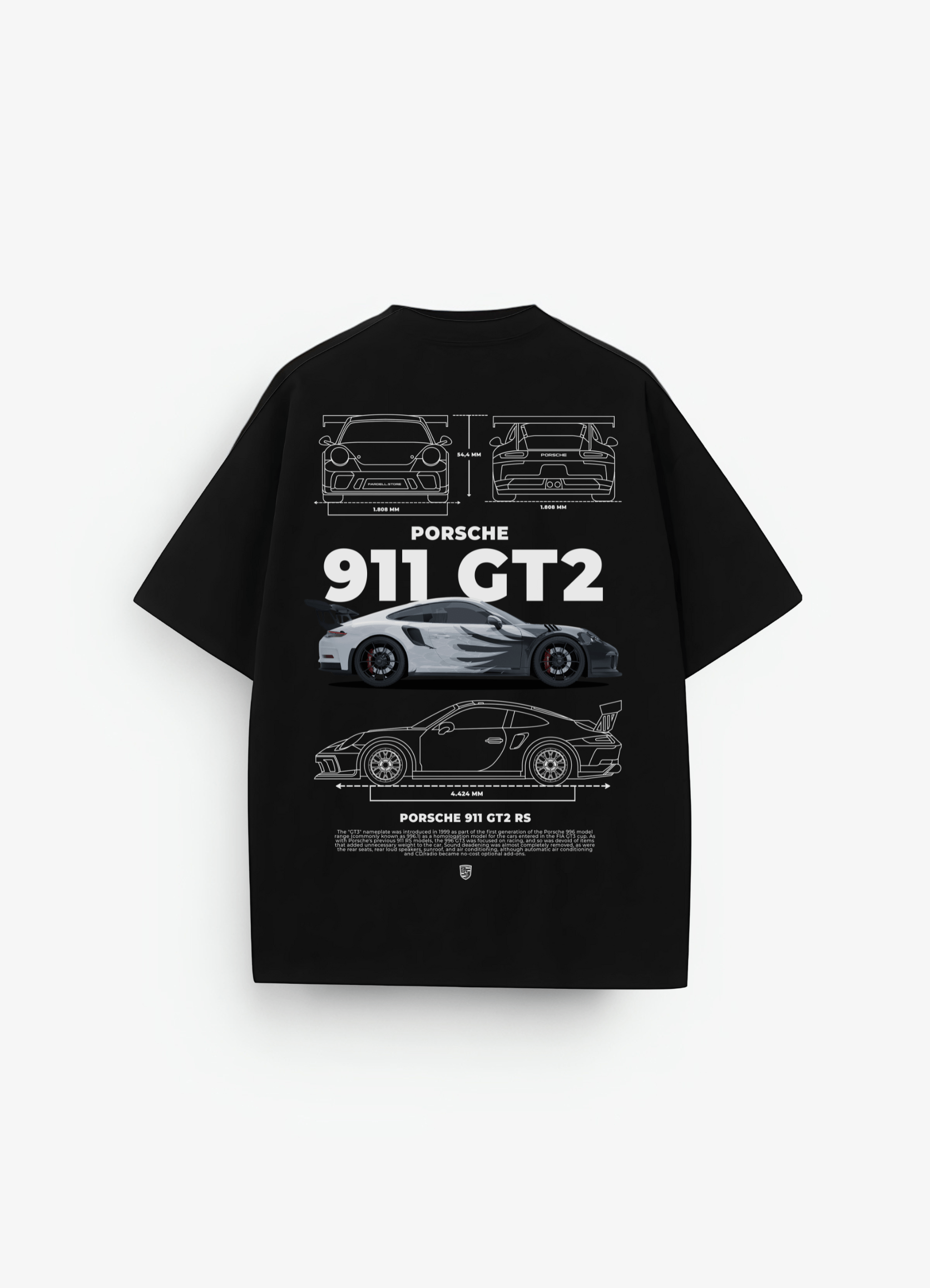 Porsche 911 GT2 Oversized T-shirt Black - Strells