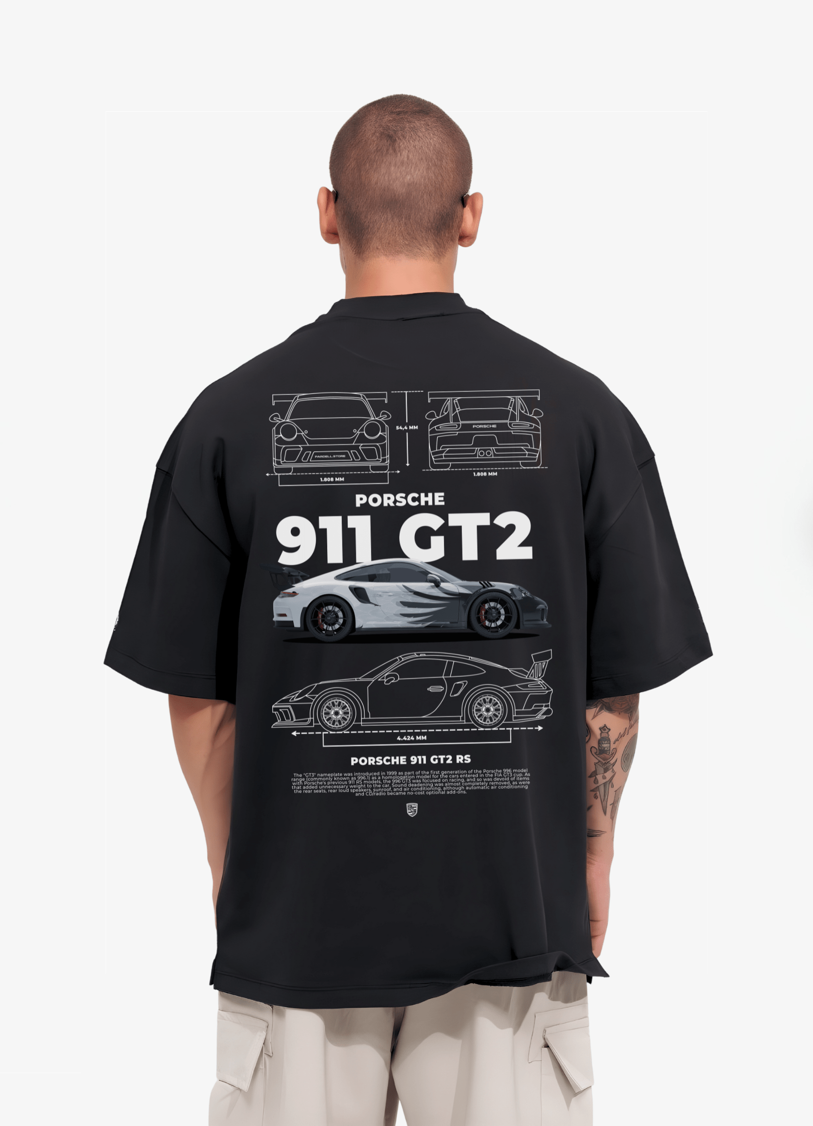 Porsche 911 GT2 Oversized T-shirt Black - Strells