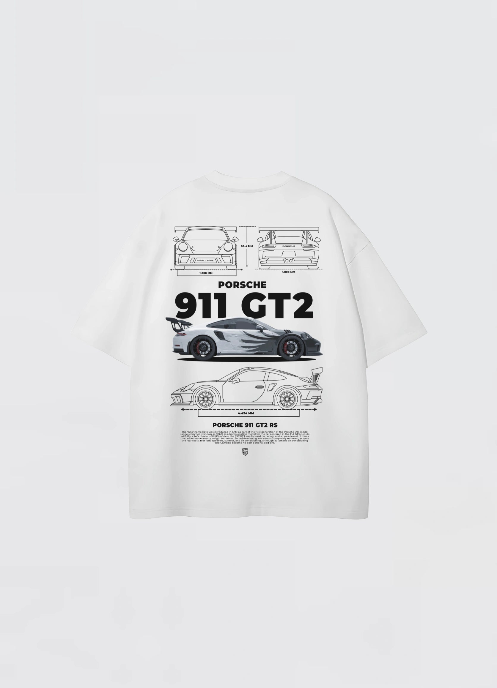 Porsche 911 GT2 RS Oversized T-shirt White - Strells
