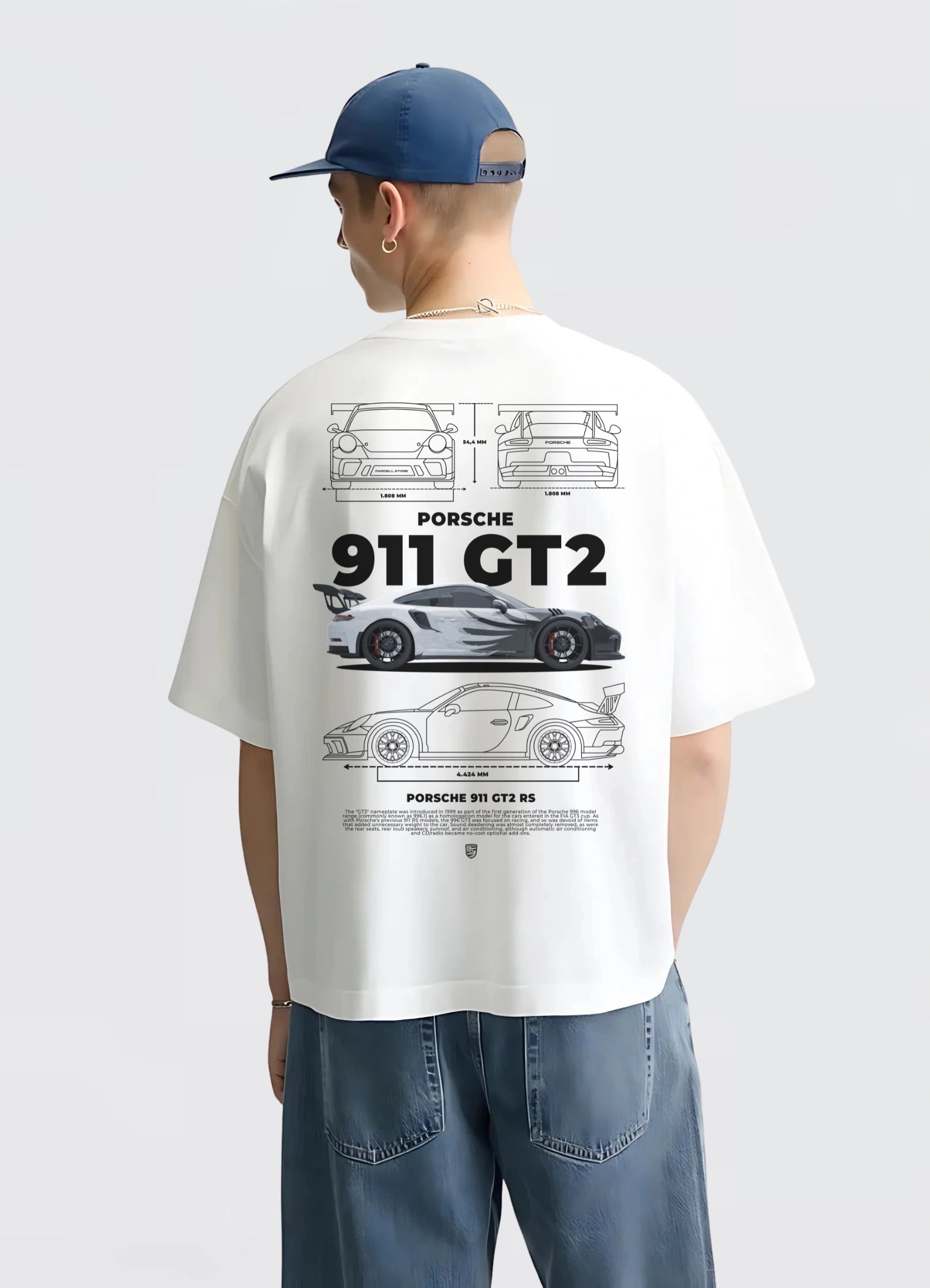 Porsche 911 GT2 RS Oversized T-shirt White - Strells