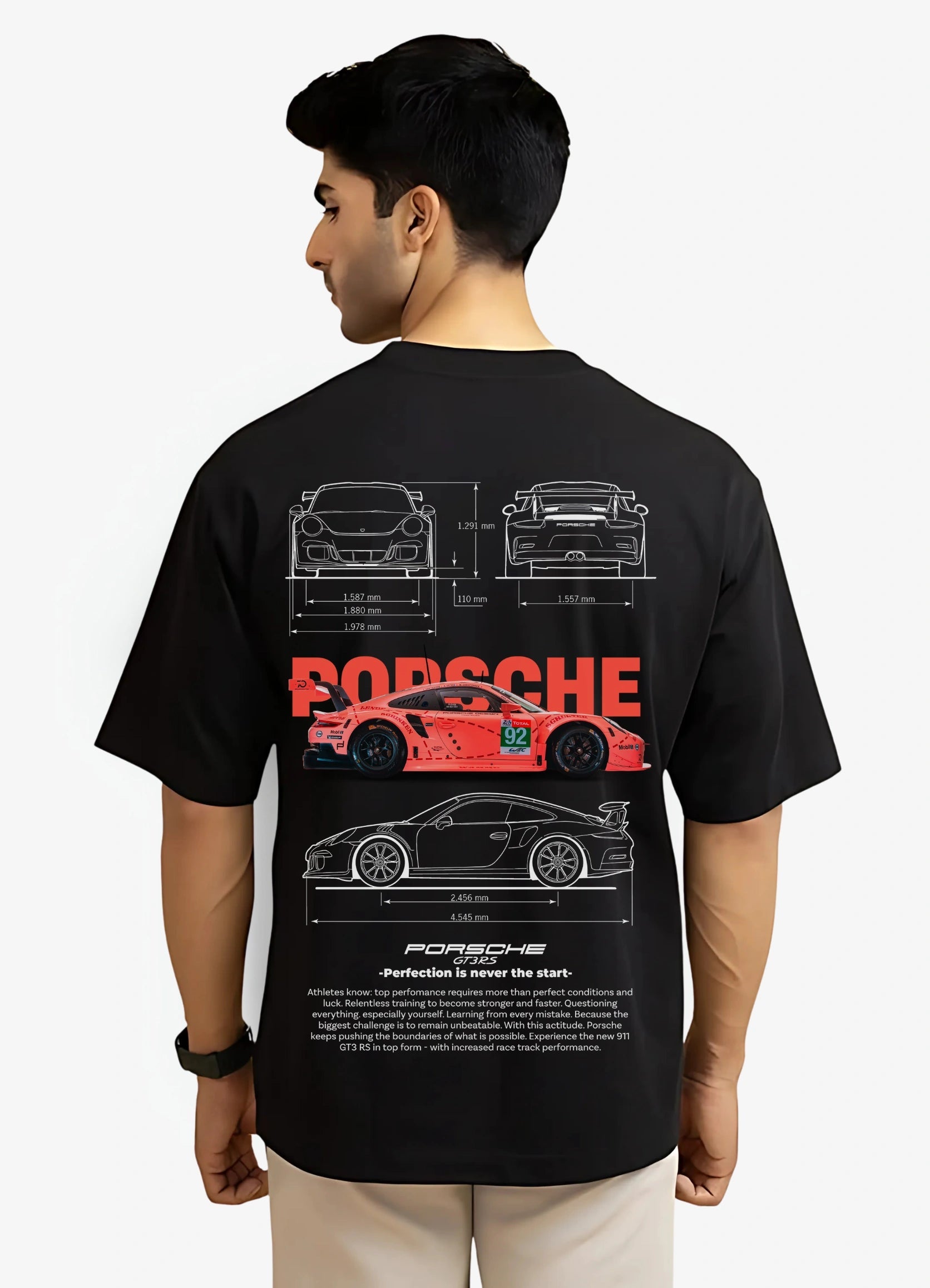 Porsche 911 GT3 RS Oversized T-shirt Black - Strells