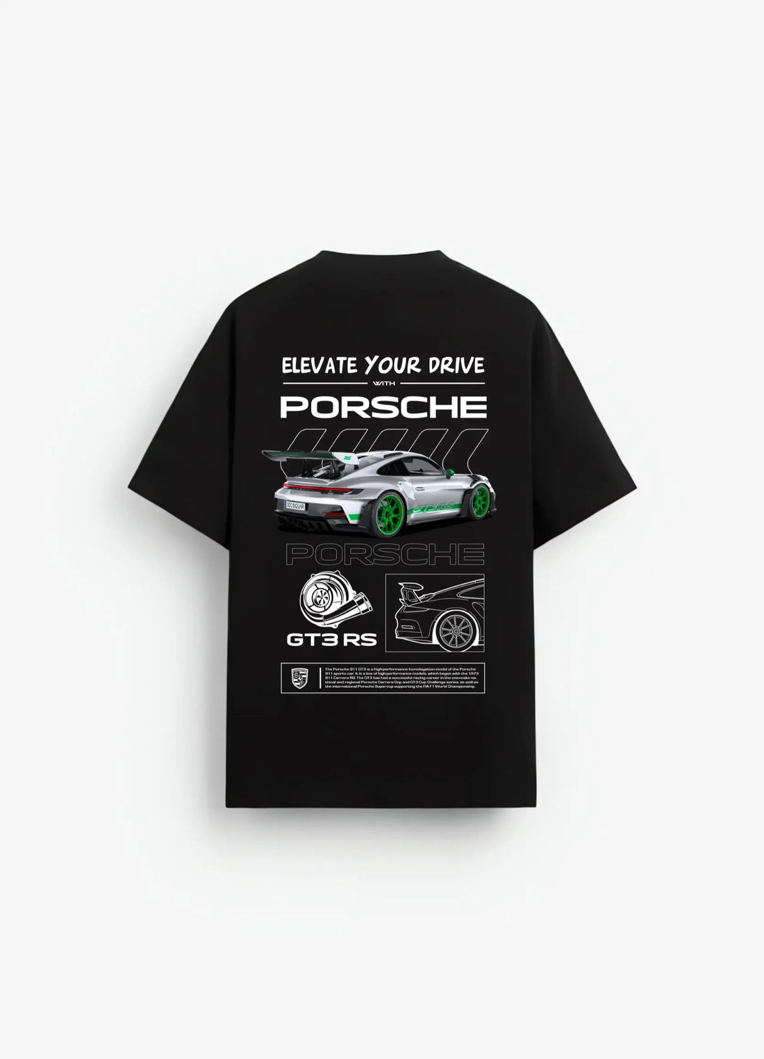 Porsche 911 GT3 RS Oversized T-shirt Black - Strells