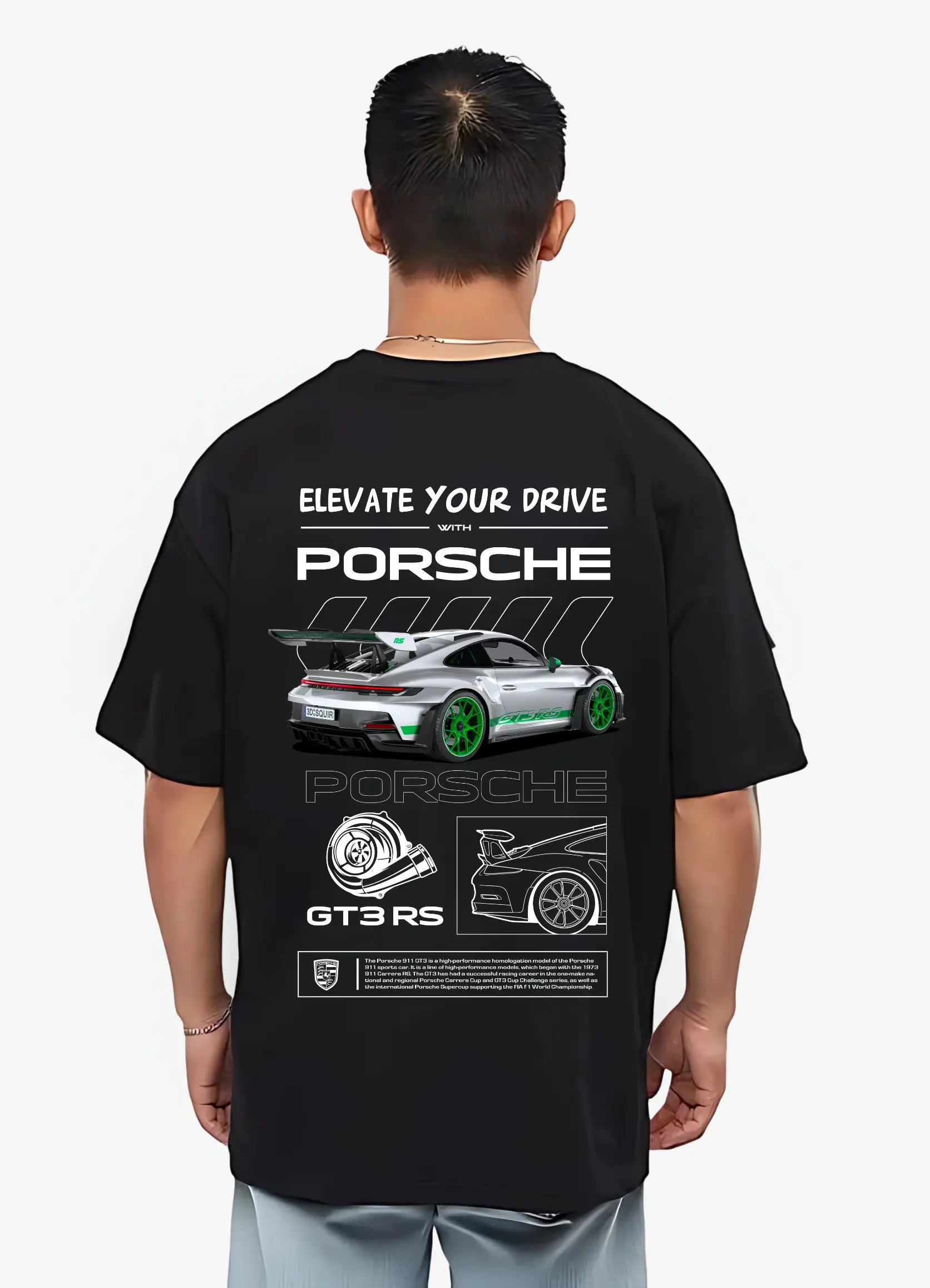 Porsche 911 GT3 RS Oversized T-shirt Black - Strells