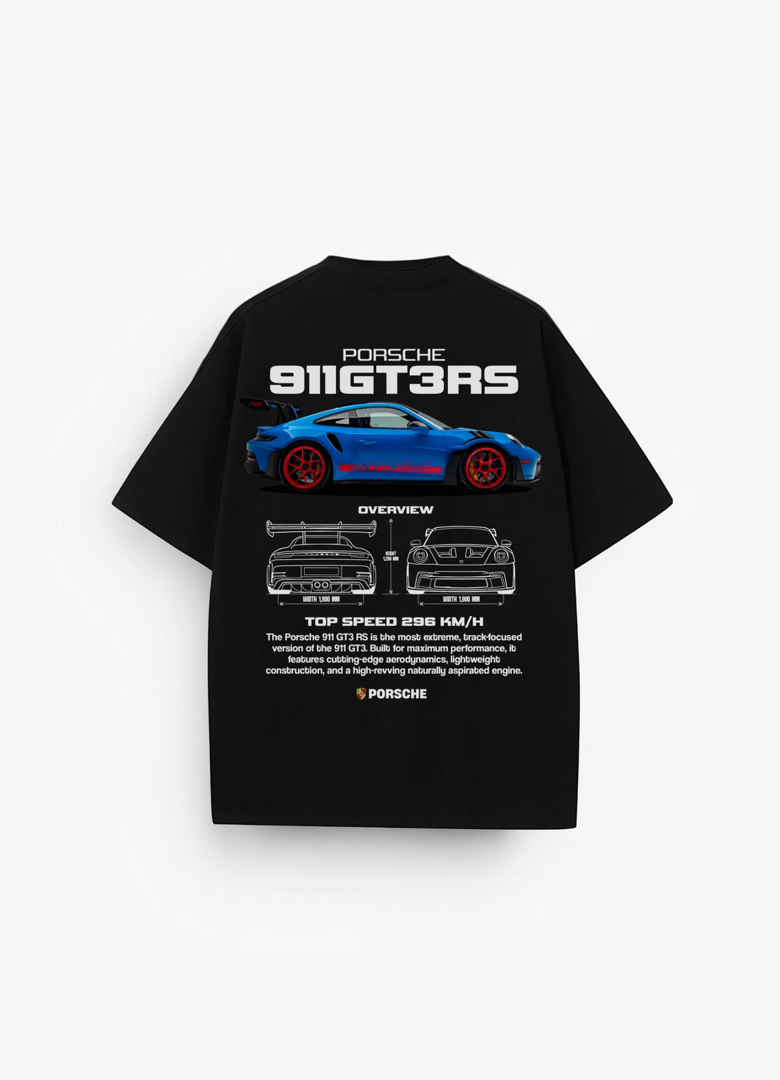 Porsche 911 GT3 RS Oversized T-shirt Black - Strells