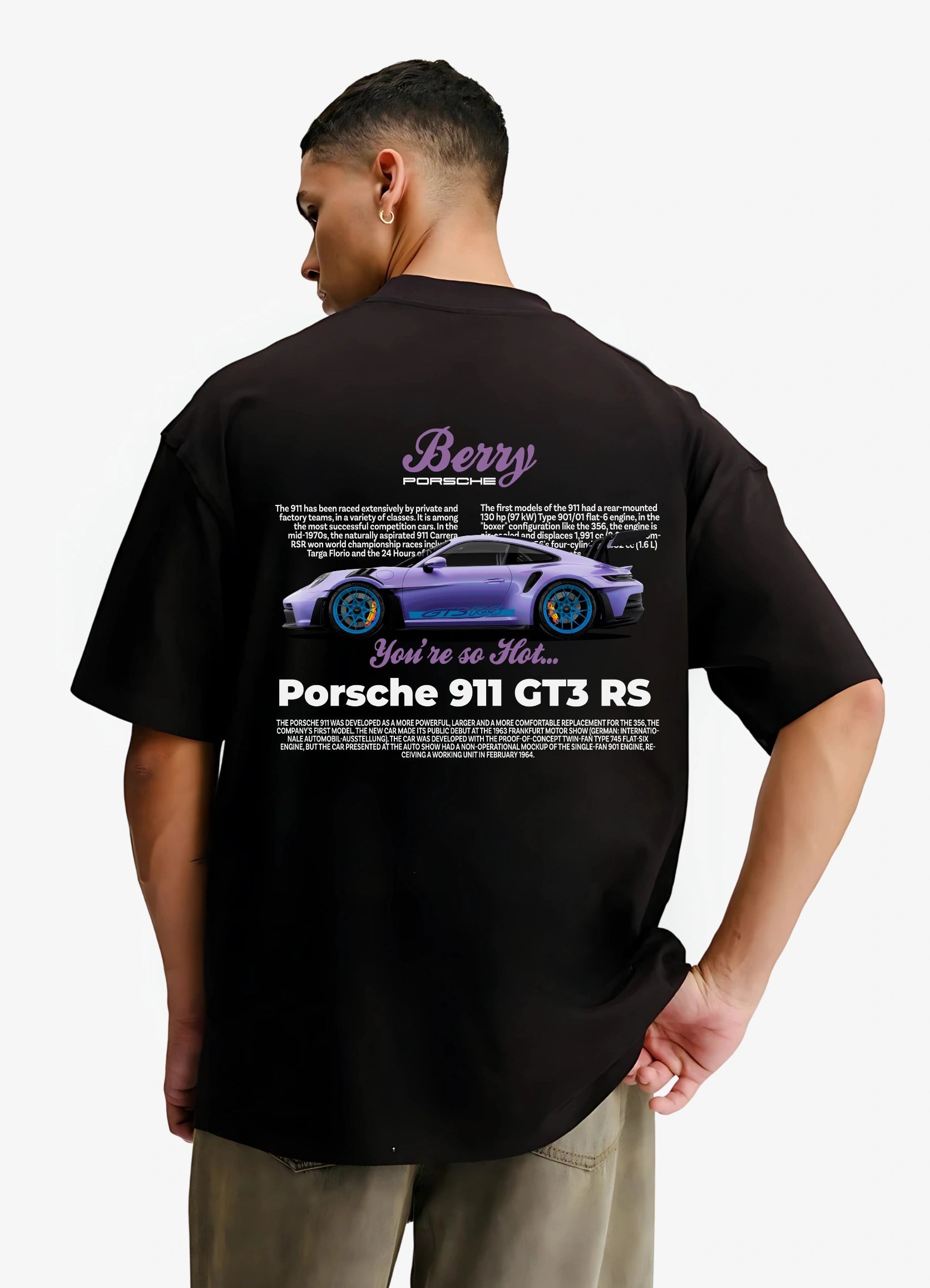 Porsche 911 GT3 RS Oversized T-shirt Black - Strells