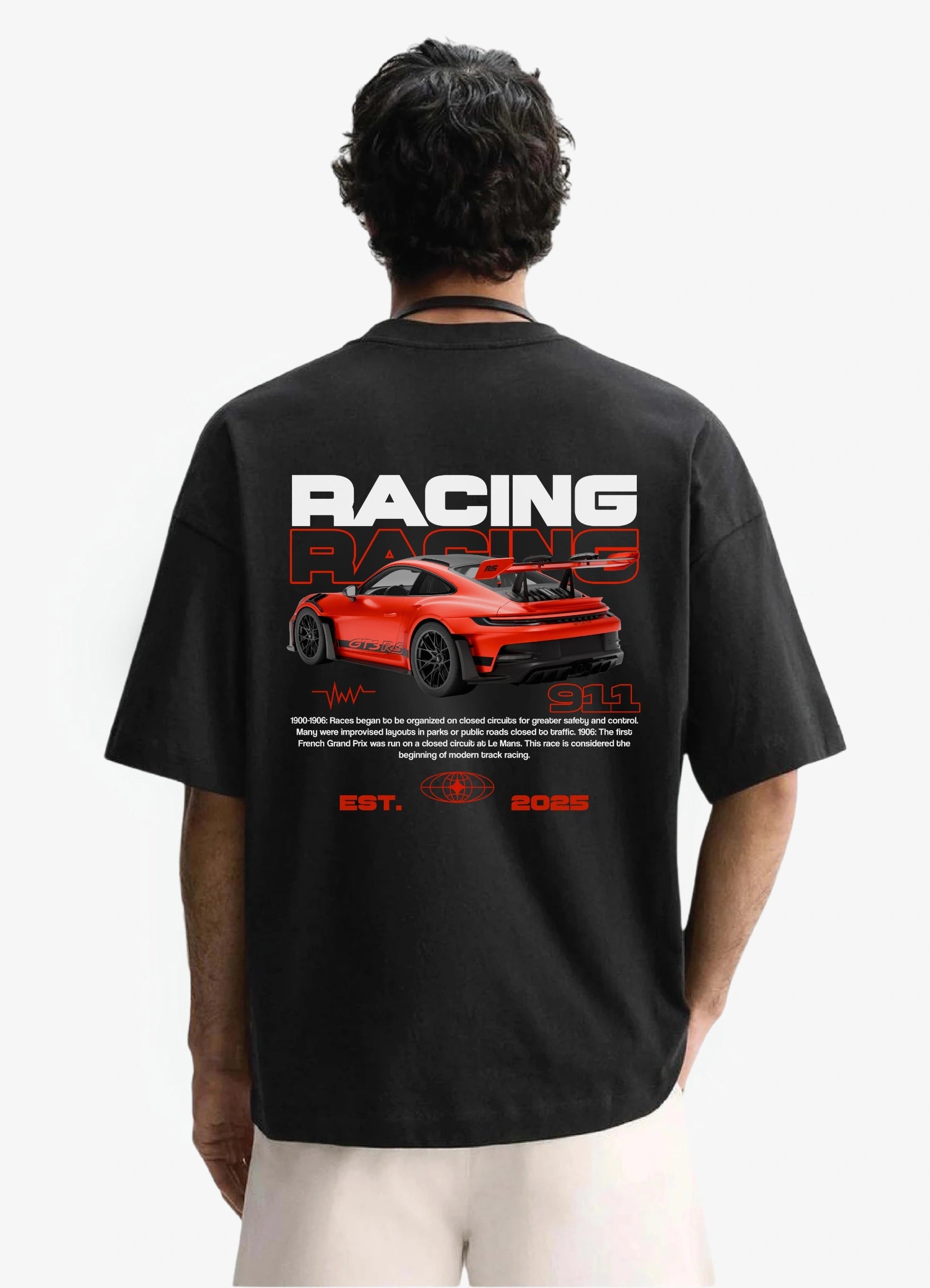 Porsche 911 GT3 RS Oversized T-shirt Black - Strells