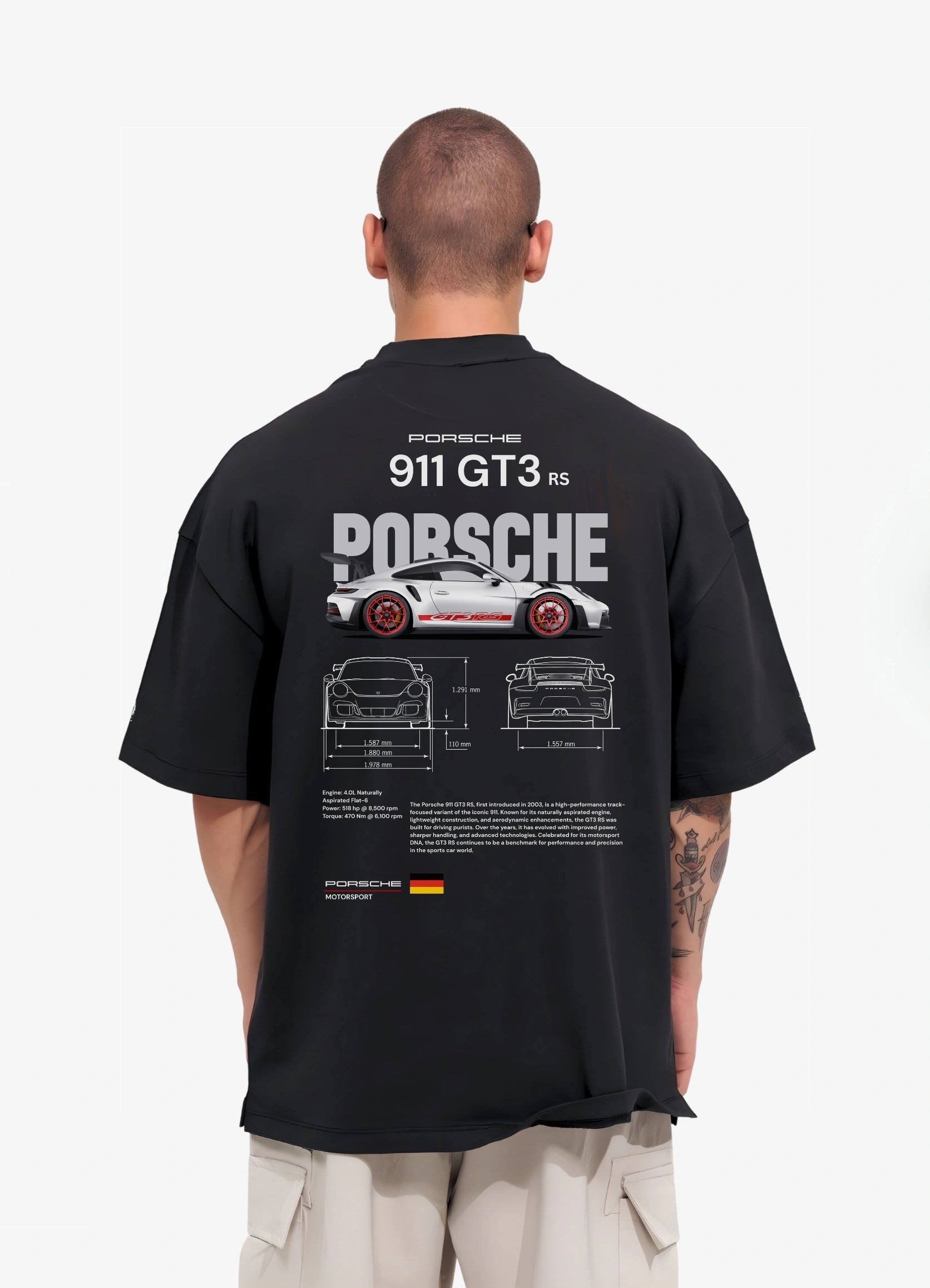 Porsche 911 GT3 RS Oversized T-shirt Black - Strells