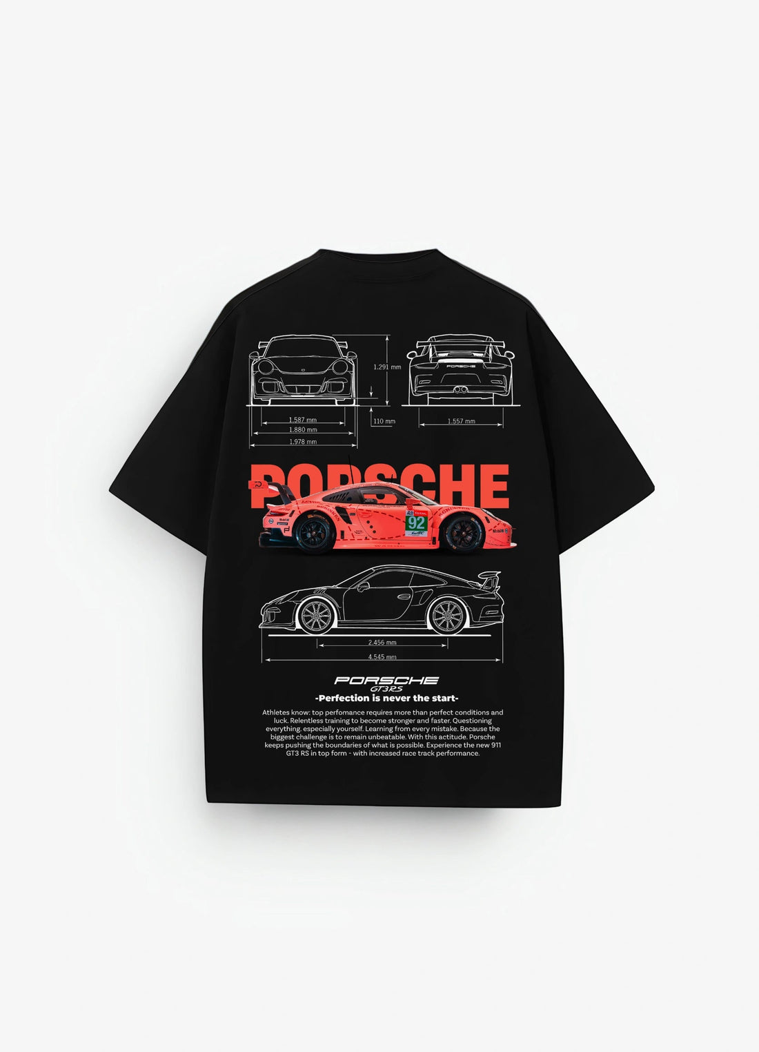 Porsche 911 GT3 RS Oversized T-shirt Black - Strells