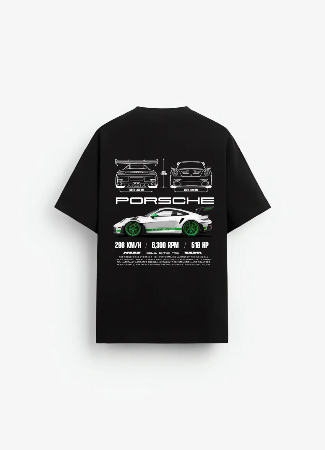 Porsche 911 GT3 RS Oversized T-shirt Black - Strells