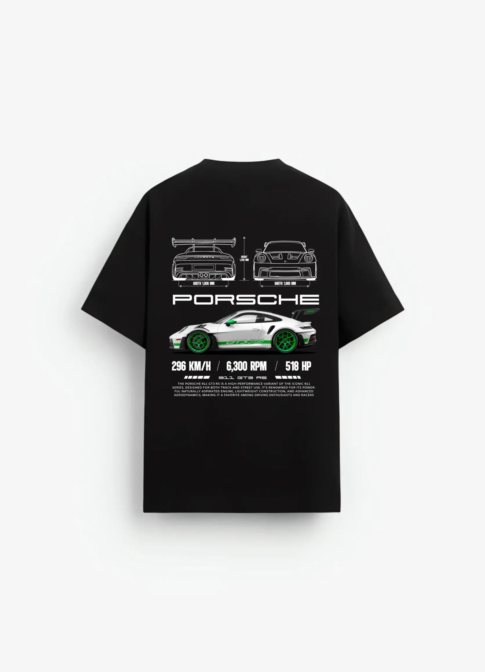 Porsche 911 GT3 RS Oversized T-shirt Black - Strells